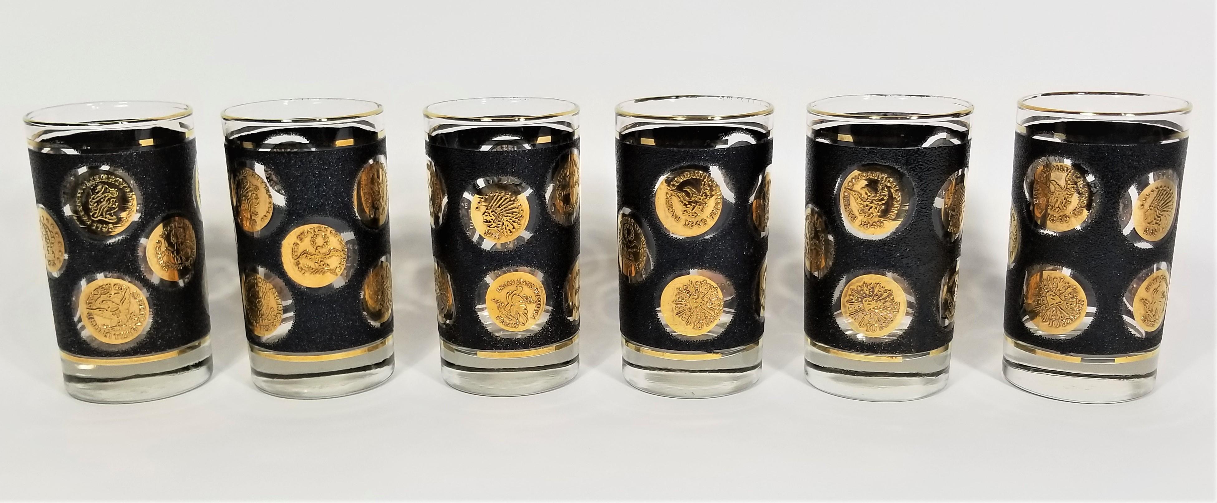 Mid-Century Modern Libbey 22K Gold Glassware Barware Mid Century, 1960s