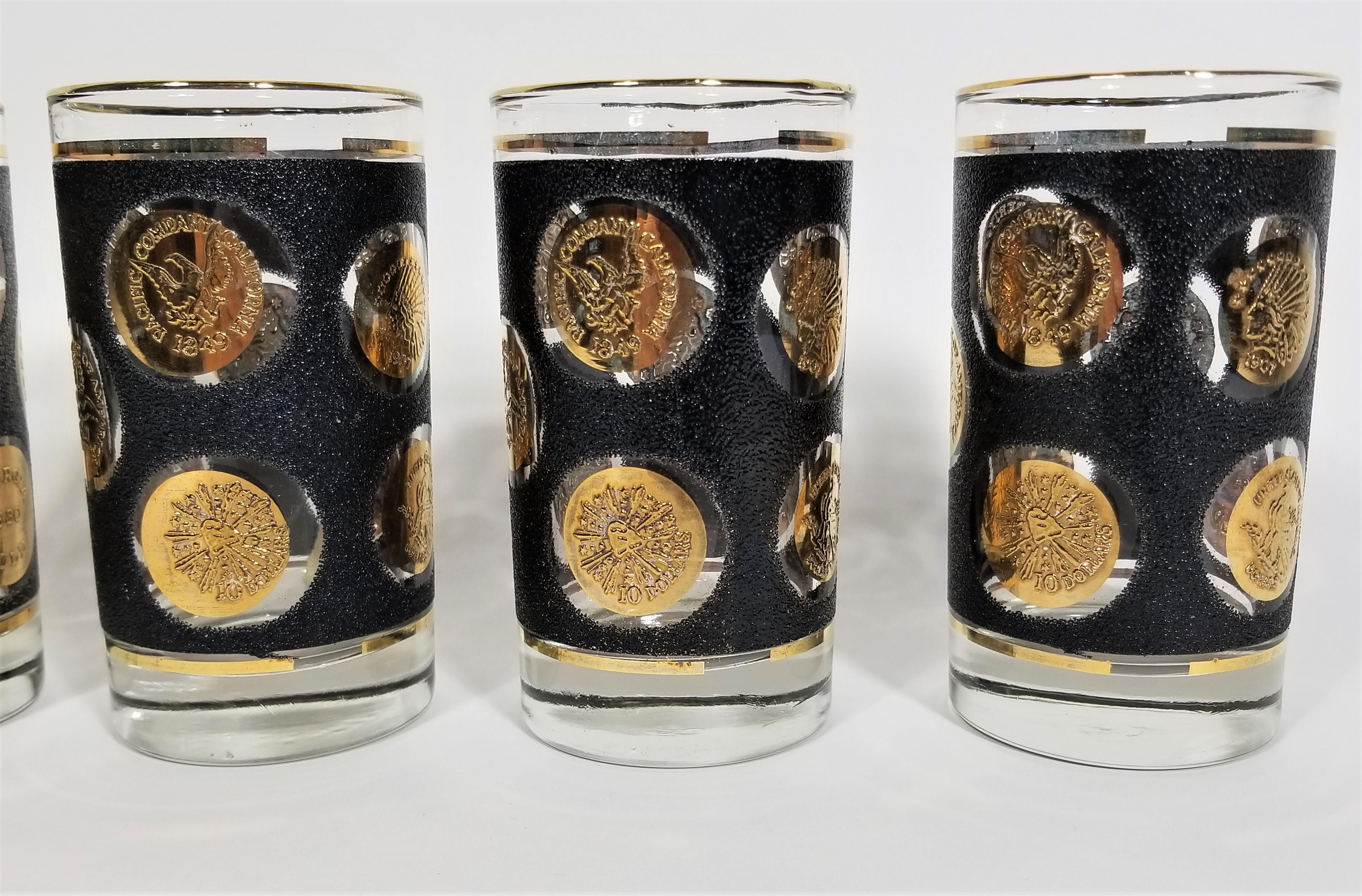 Libbey 22K Gold Glassware Barware Mid Century, 1960s In Excellent Condition In New York, NY