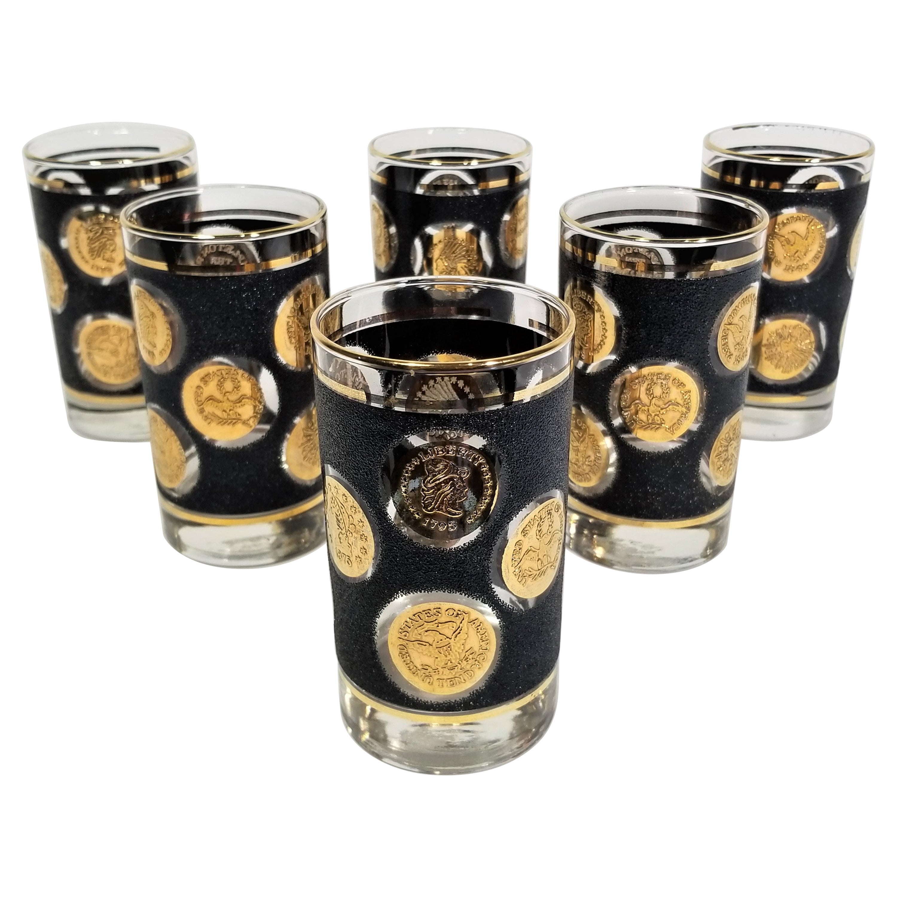Libbey 22K Gold Glassware Barware Mid Century, 1960s