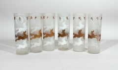 Libbey Cavalcade Horse Decorated Tom Collins Cocktail Glasses-Set of 12
