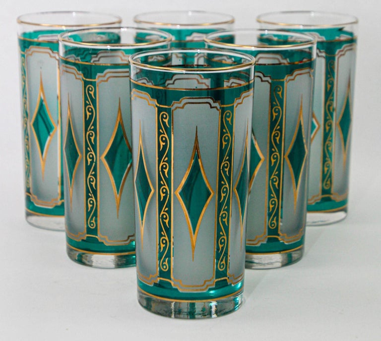 Vintage Libbey Easter Eggs Drinking Glasses Tumblers 12 oz Blue Green Set  of 4