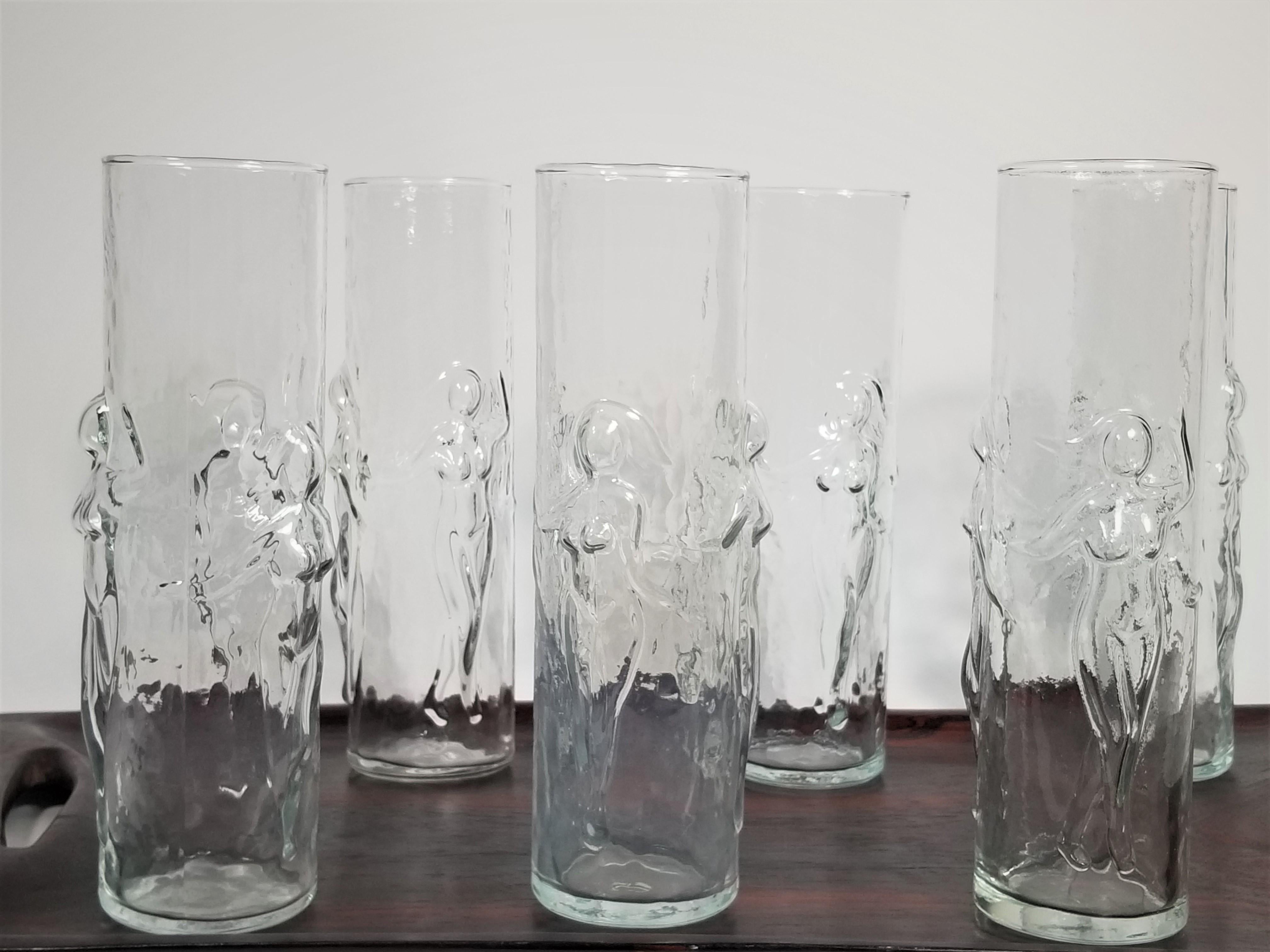 Libbey Figural 1960s Midcentury Glassware Barware Set of 6 1