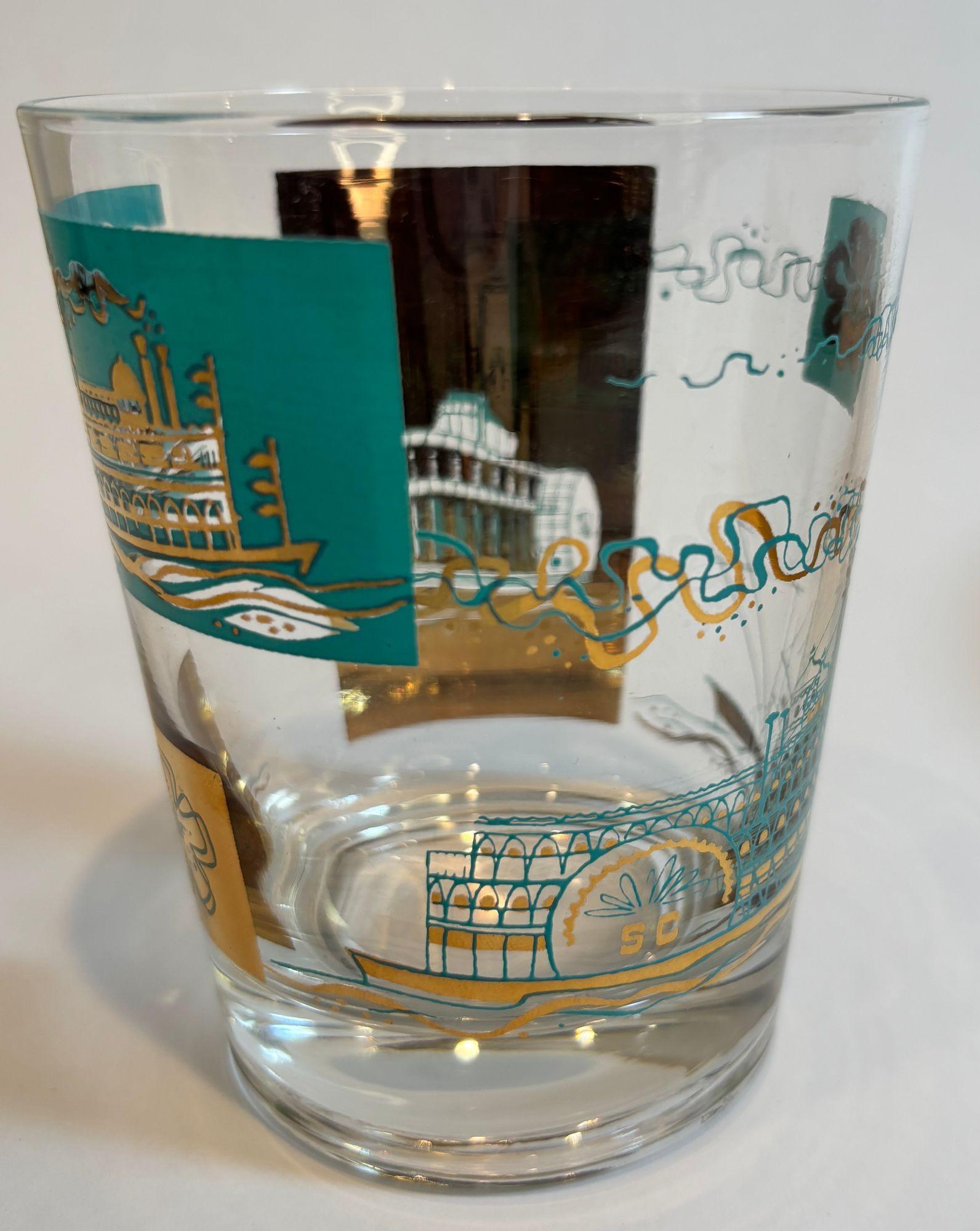 Libbey Glas Southern Comfort Steamboat Rocks Glas Vintage 1960er Jahre (20. Jahrhundert)