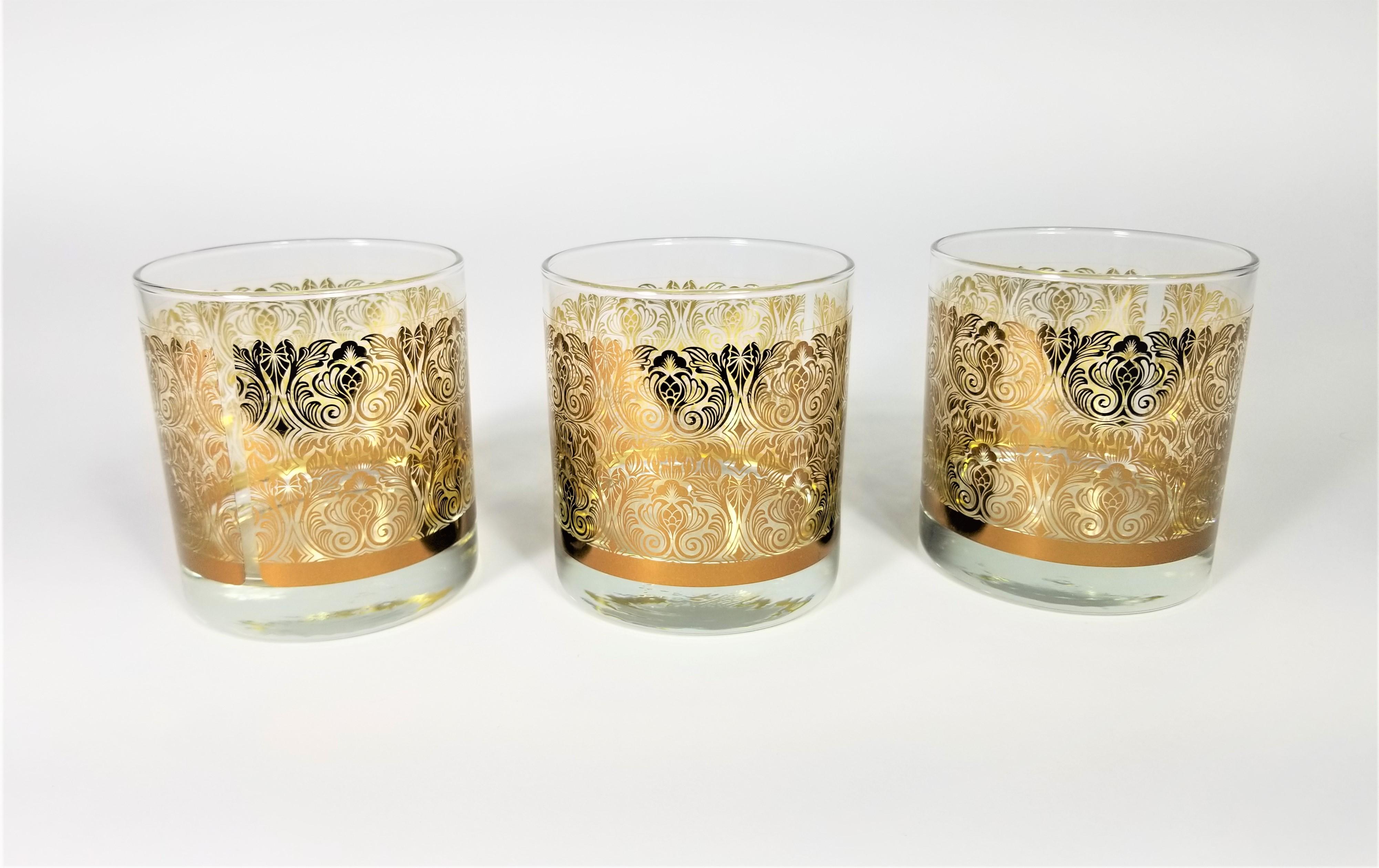 Libbey Glassware Barware Midcentury Gold Design, Set of 8 6