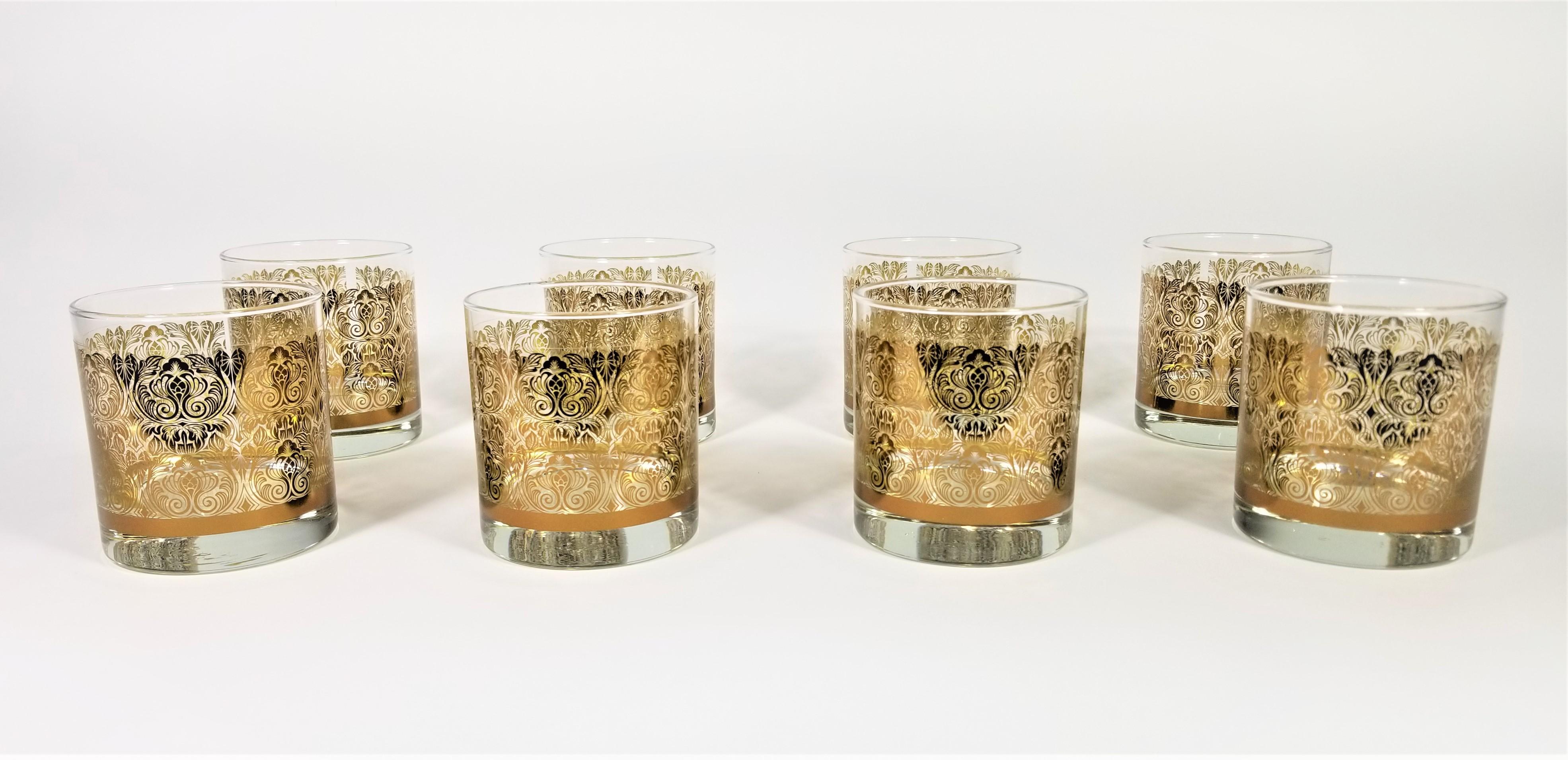 Libbey Glassware Barware Midcentury Gold Design, Set of 8 8