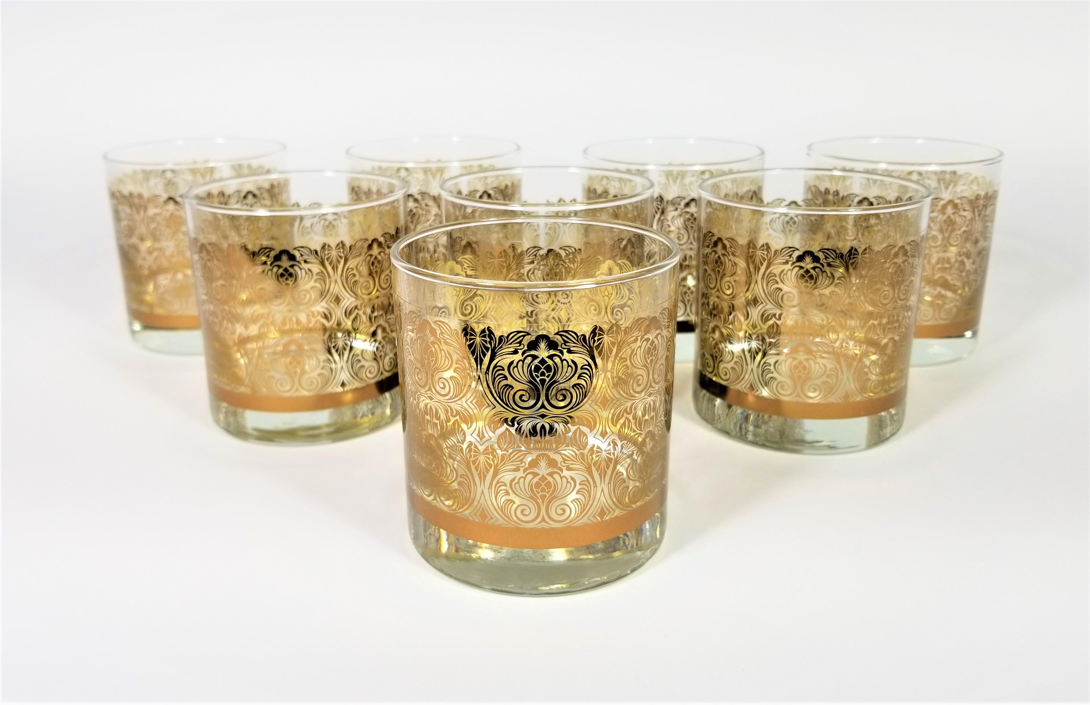 Libbey Glassware Barware Midcentury Gold Design, Set of 8 11