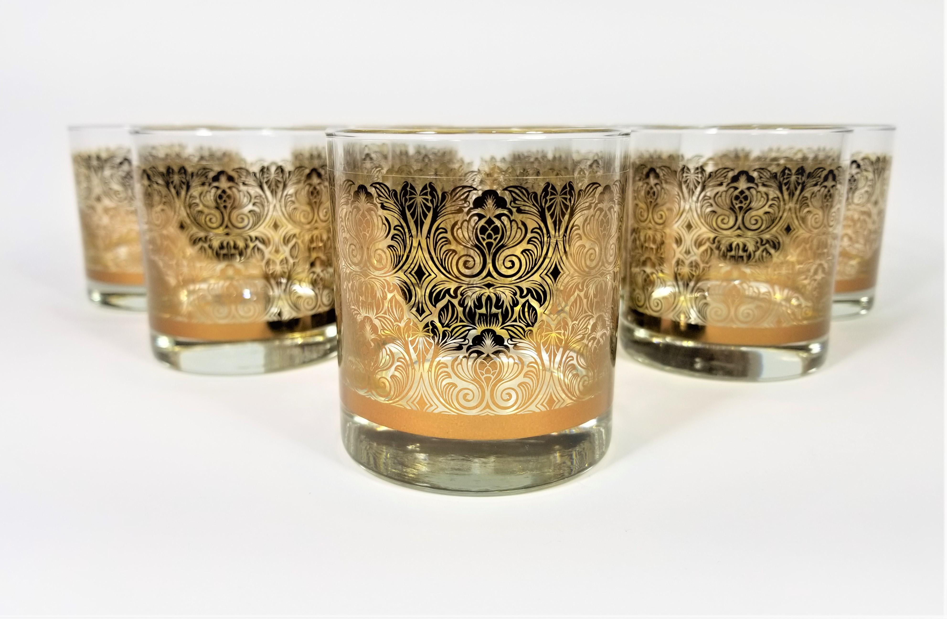Libbey Glassware Barware Midcentury Gold Design, Set of 8 In Excellent Condition In New York, NY