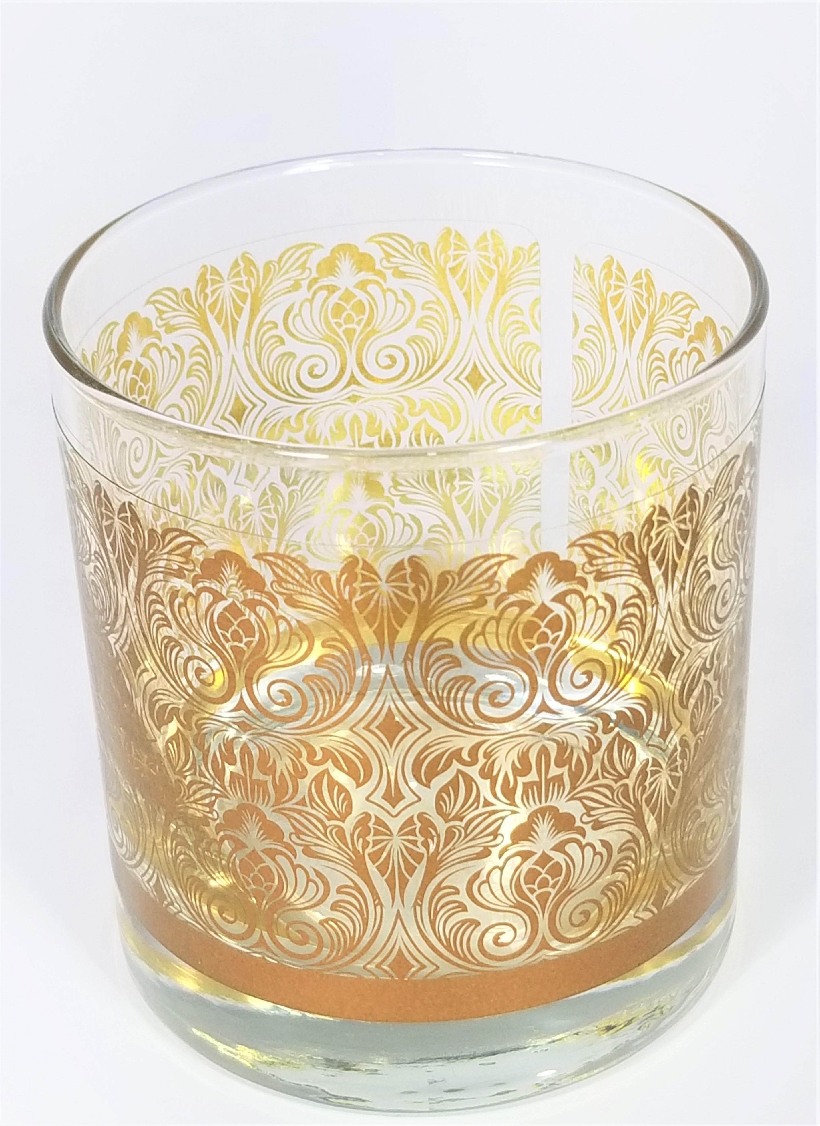 Libbey Glassware Barware Midcentury Gold Design, Set of 8 2