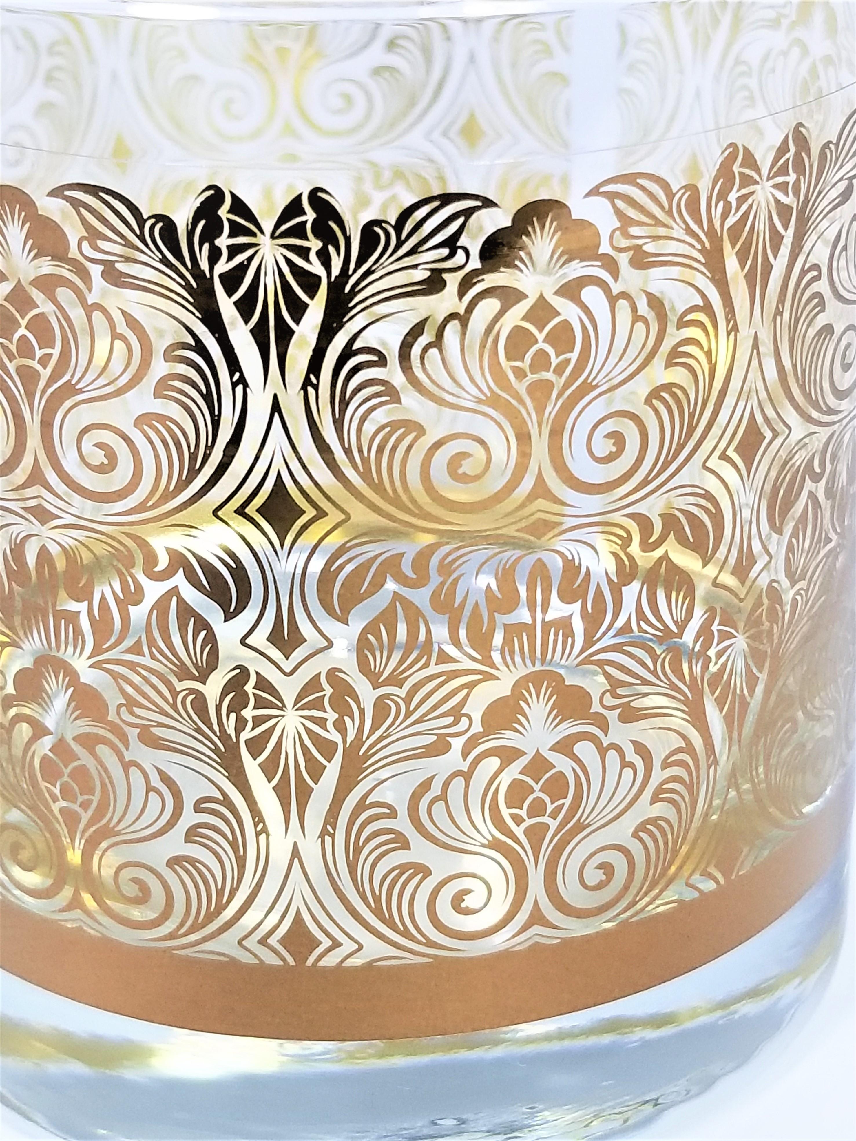 Libbey Glassware Barware Midcentury Gold Design, Set of 8 3