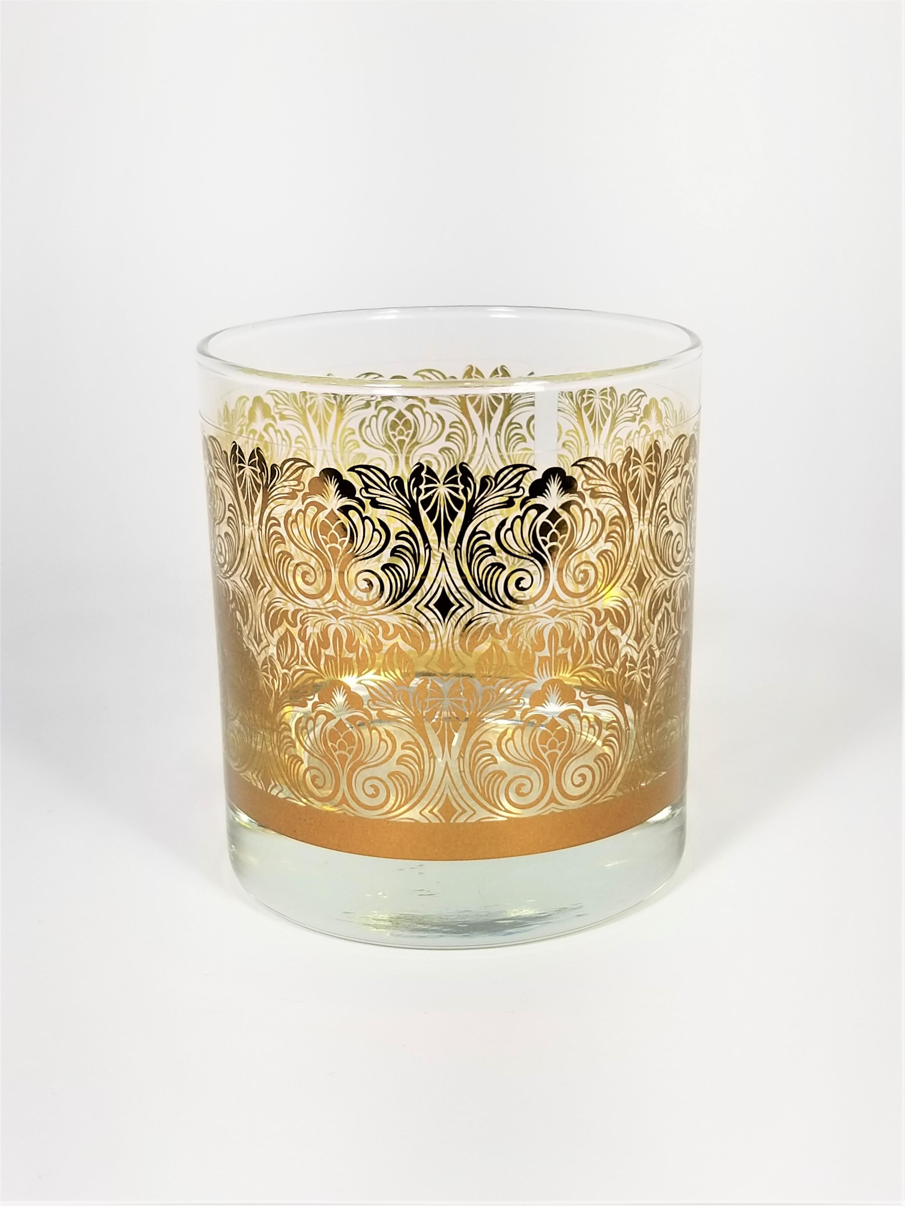 Libbey Glassware Barware Midcentury Gold Design, Set of 8 5