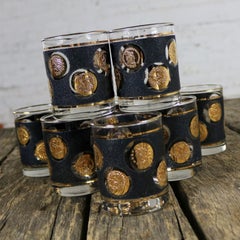 Libbey Gold Coin Collection USA Rocks Cocktail Glasses Set of Eight
