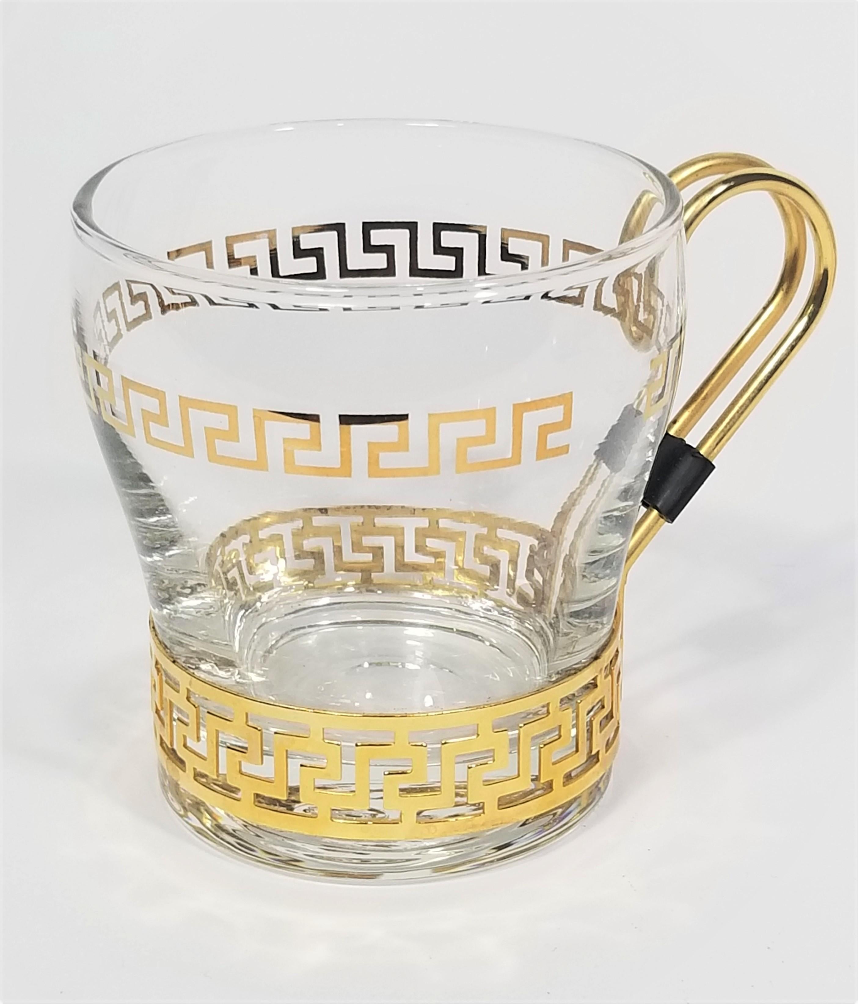 Libbey Glassware Greek Key Midcentury Unused Set of 10 4