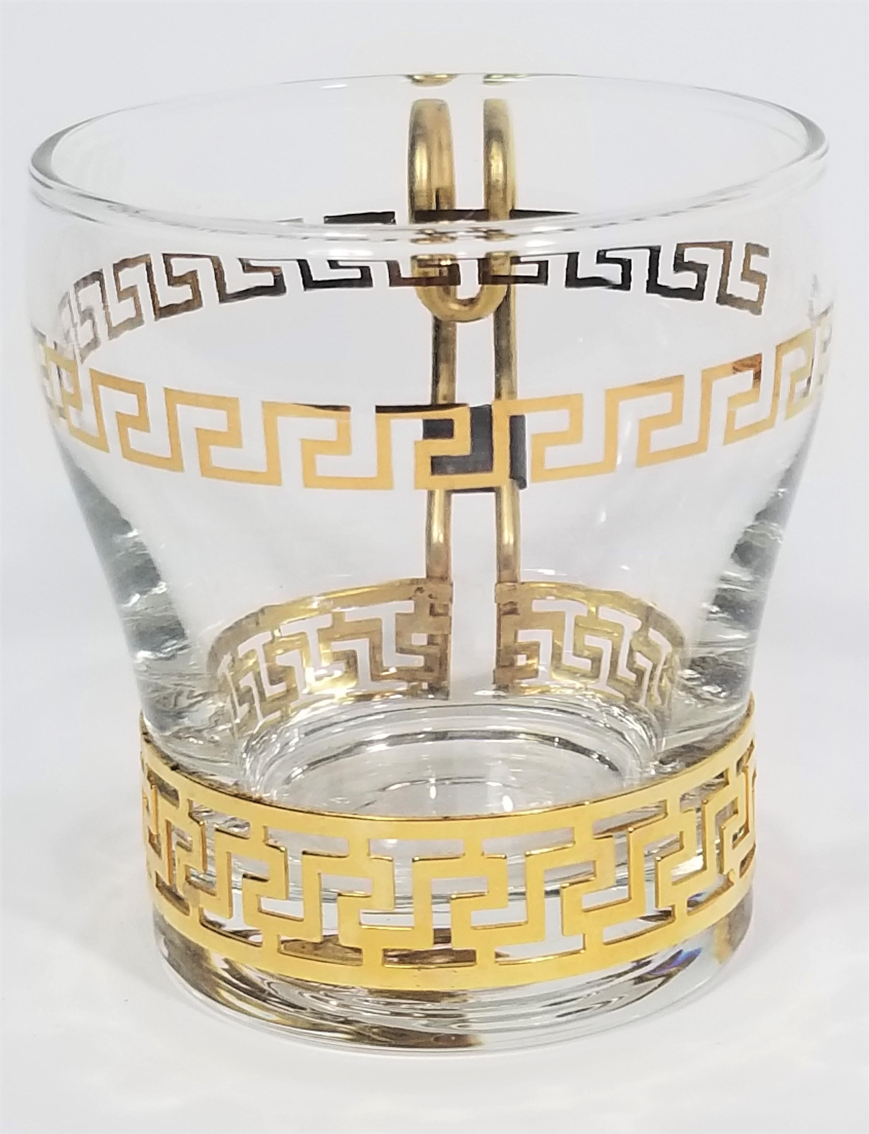 Libbey Glassware Greek Key Midcentury Unused Set of 10 6