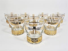 Libbey Glassware Greek Key Midcentury Unused Set of 10
