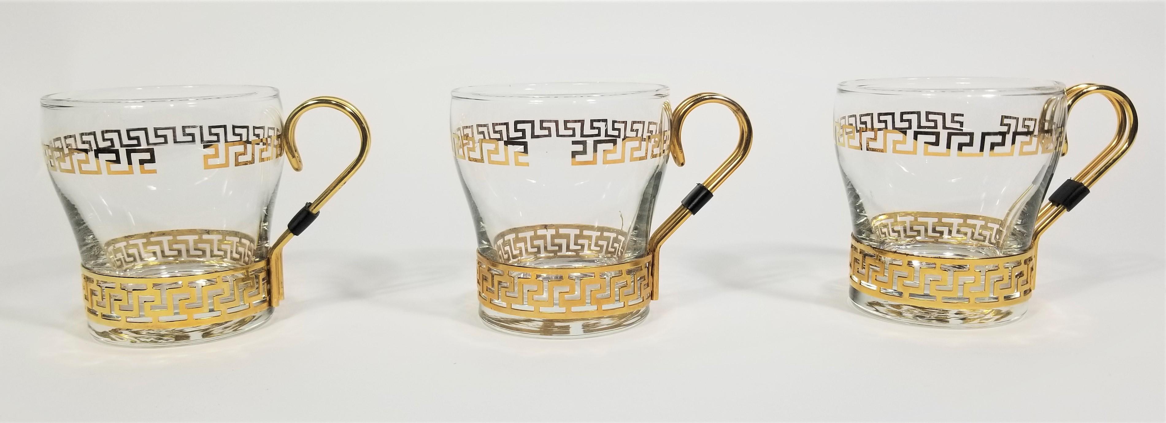 Libbey Glassware Greek Key Midcentury Unused Set of 10 In Excellent Condition In New York, NY