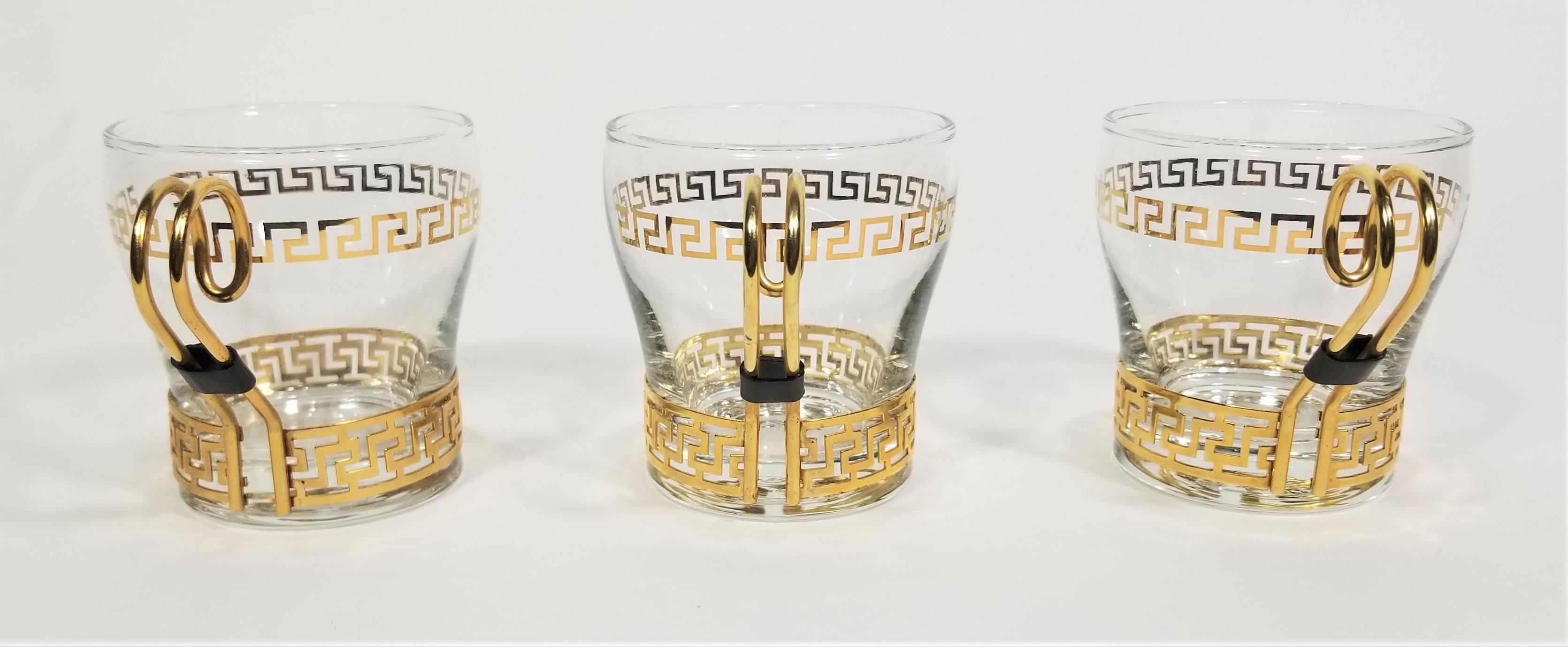 20th Century Libbey Glassware Greek Key Midcentury Unused Set of 10