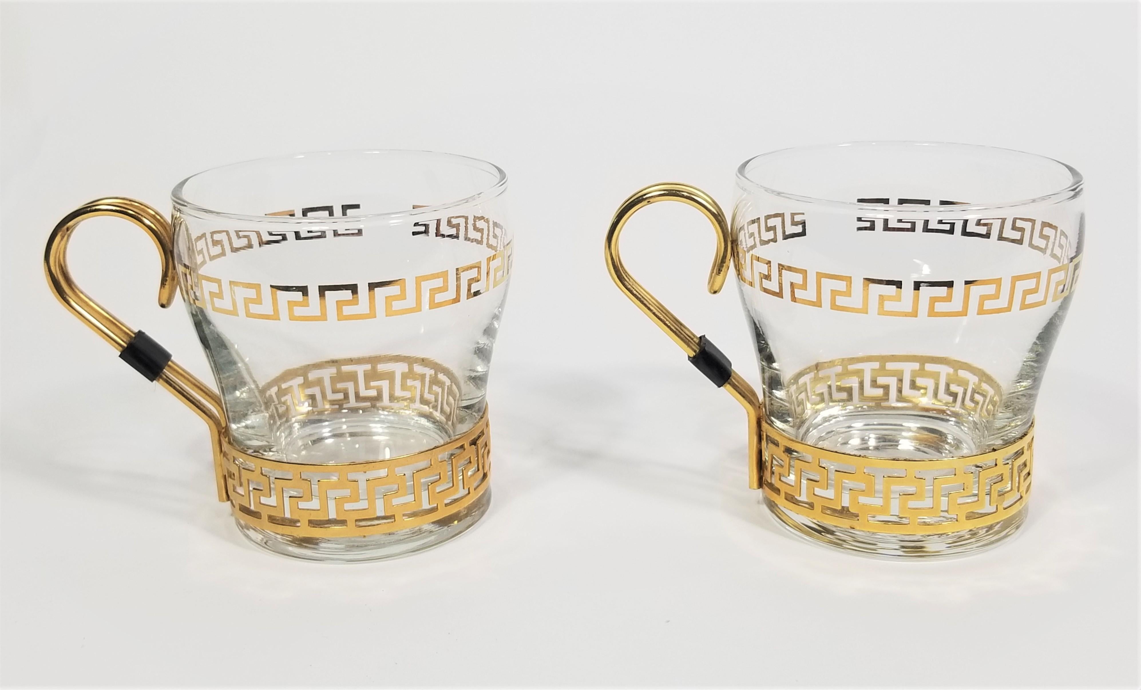 Libbey Glassware Greek Key Midcentury Unused Set of 10 2