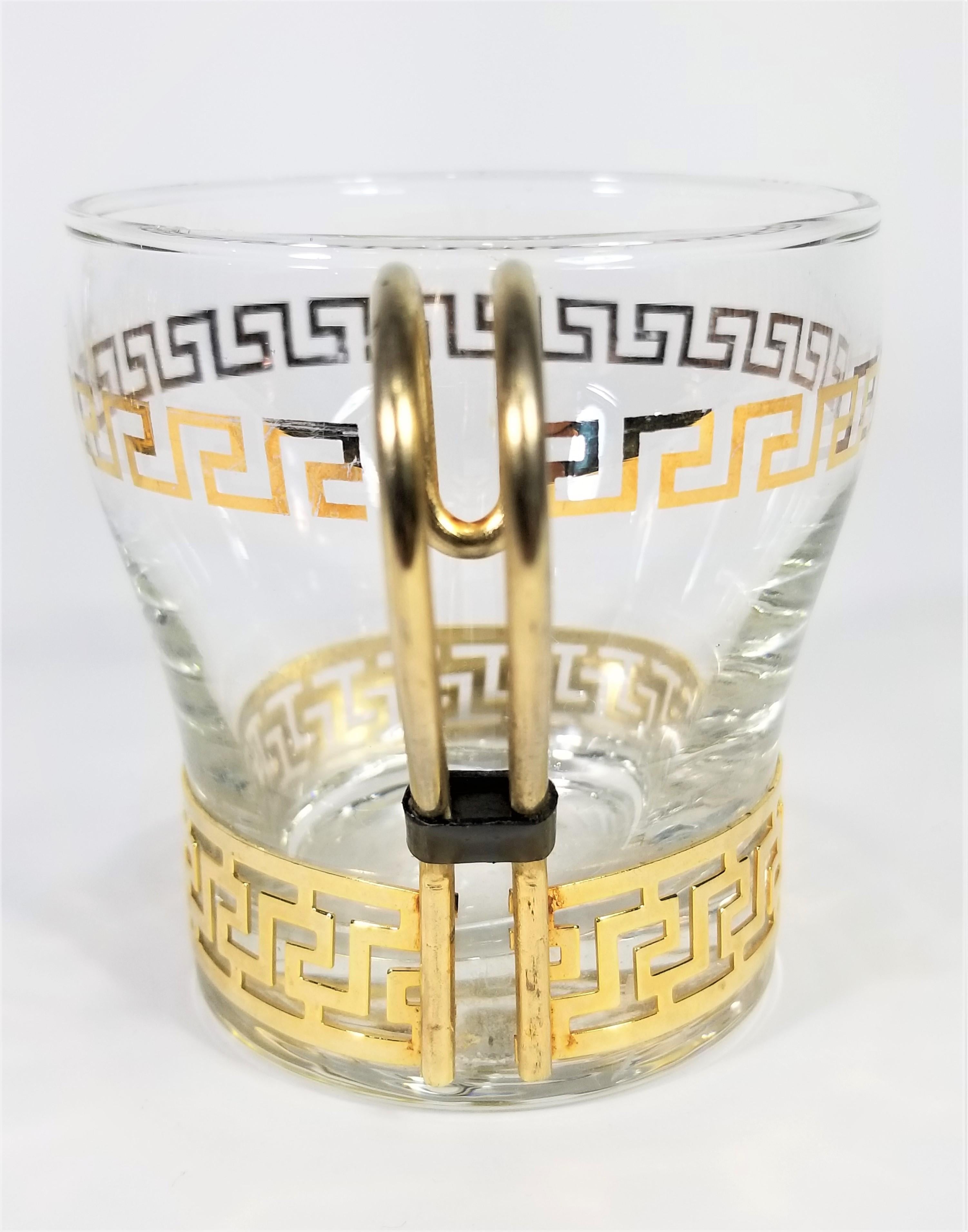Libbey Greek Key Glassware with Gold Design Midcentury For Sale 4