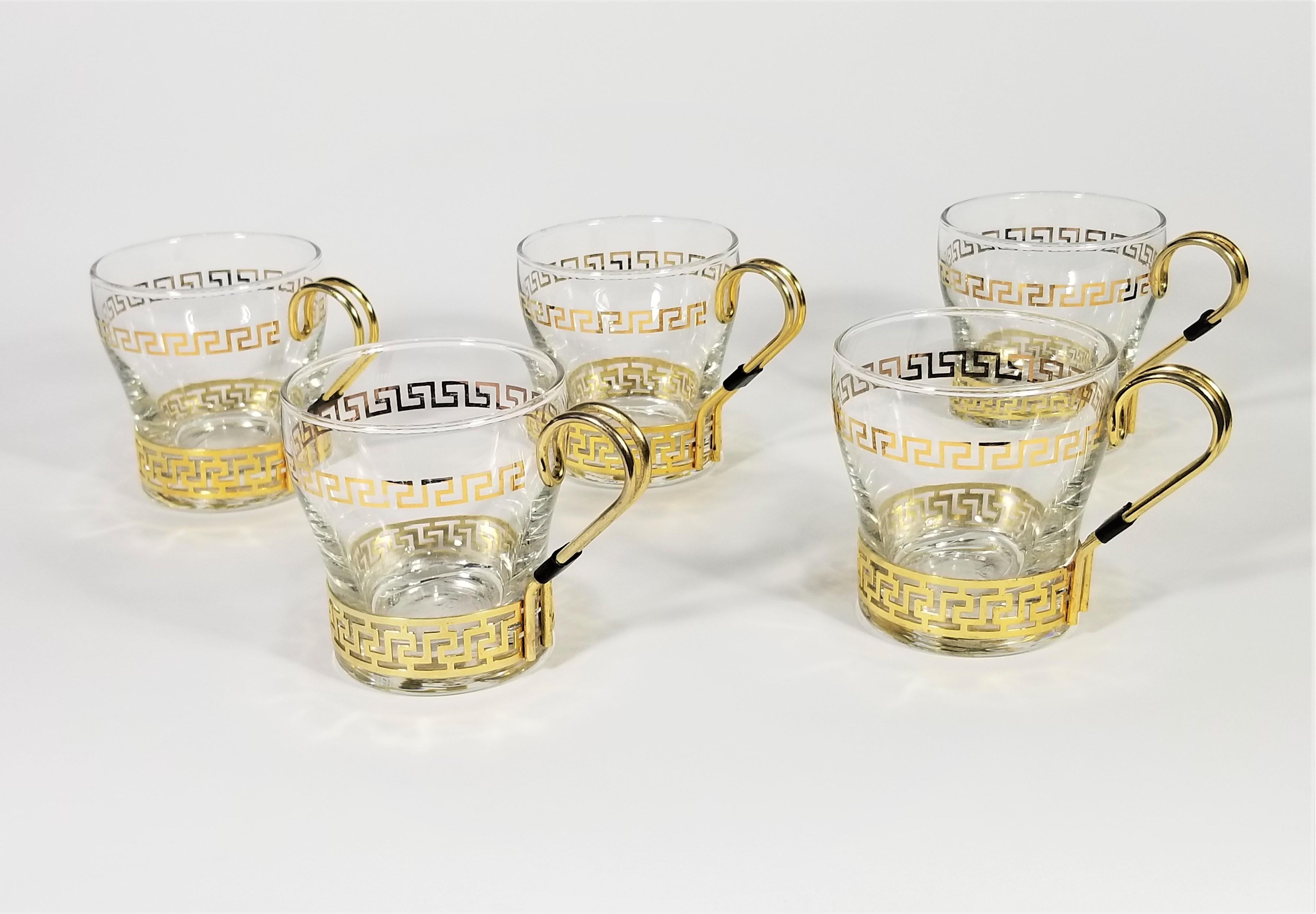 Libbey Greek Key Glassware with Gold Design Midcentury For Sale 6