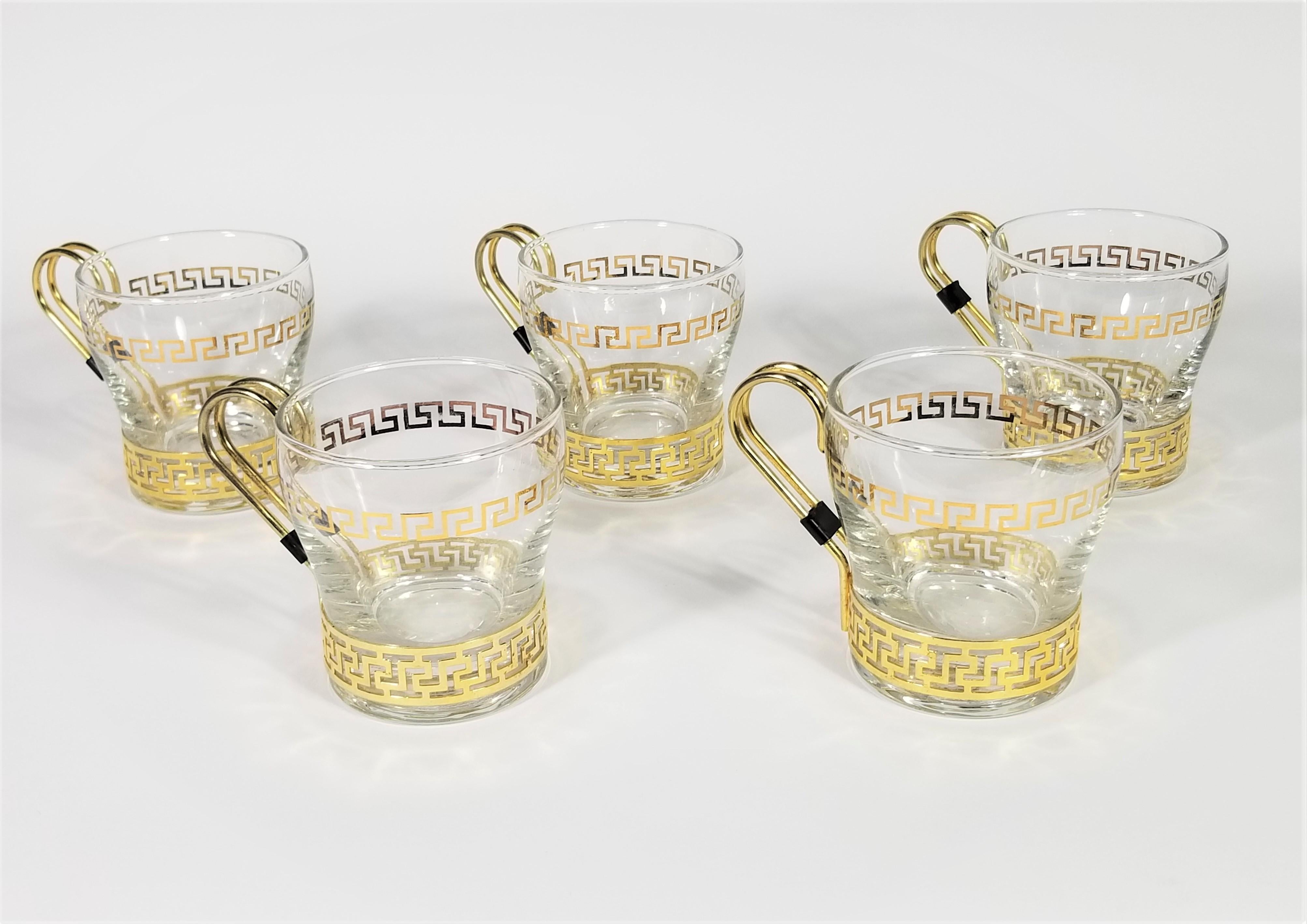 Libbey Greek Key Glassware with Gold Design Midcentury For Sale 8