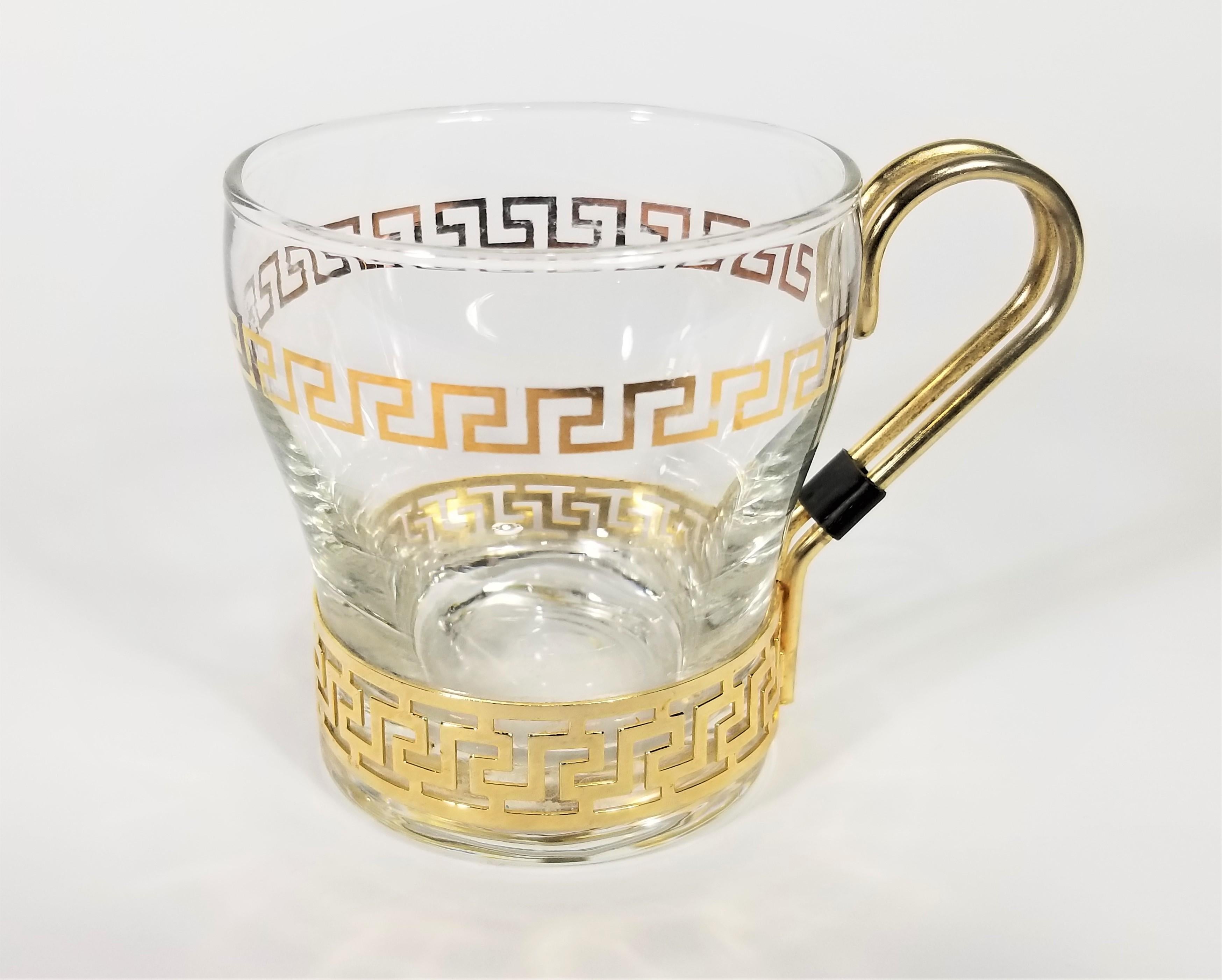 Libbey Greek Key Glassware with Gold Design Midcentury For Sale 1
