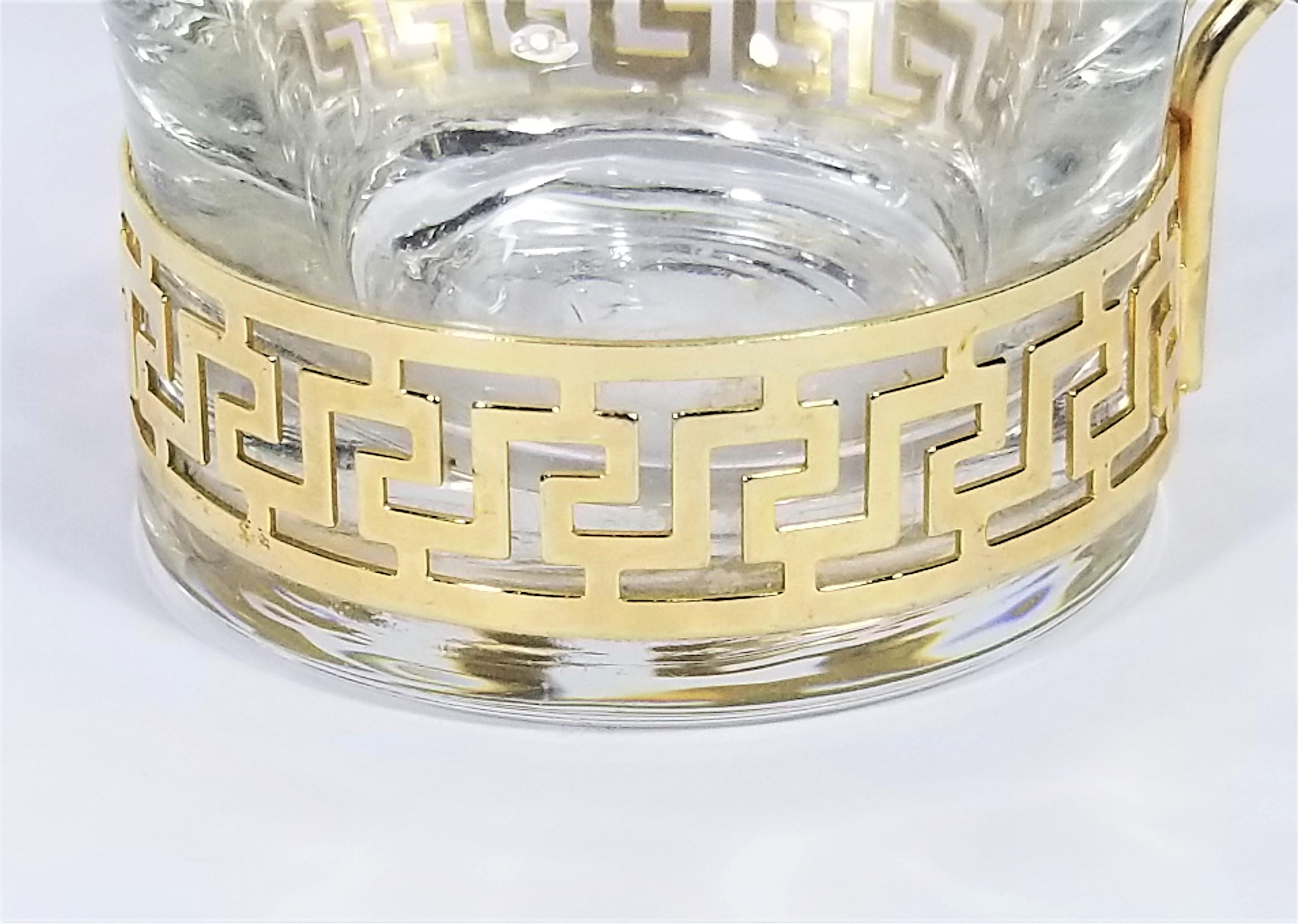 Libbey Greek Key Glassware with Gold Design Midcentury For Sale 3