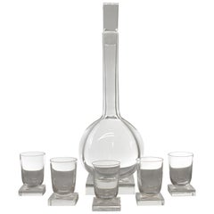 Carafe Art Déco Libbey Knickerbocker et cinq verres conçus par Edwin Fuerst