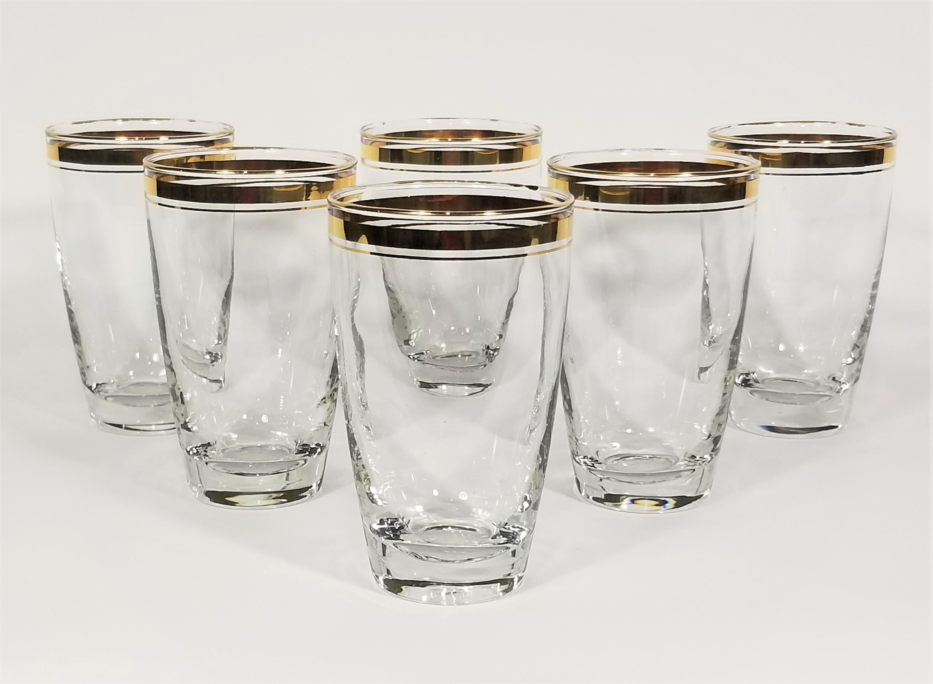 Libbey gold rimmed glassware barware 1970s mid century.
Excellent condition.