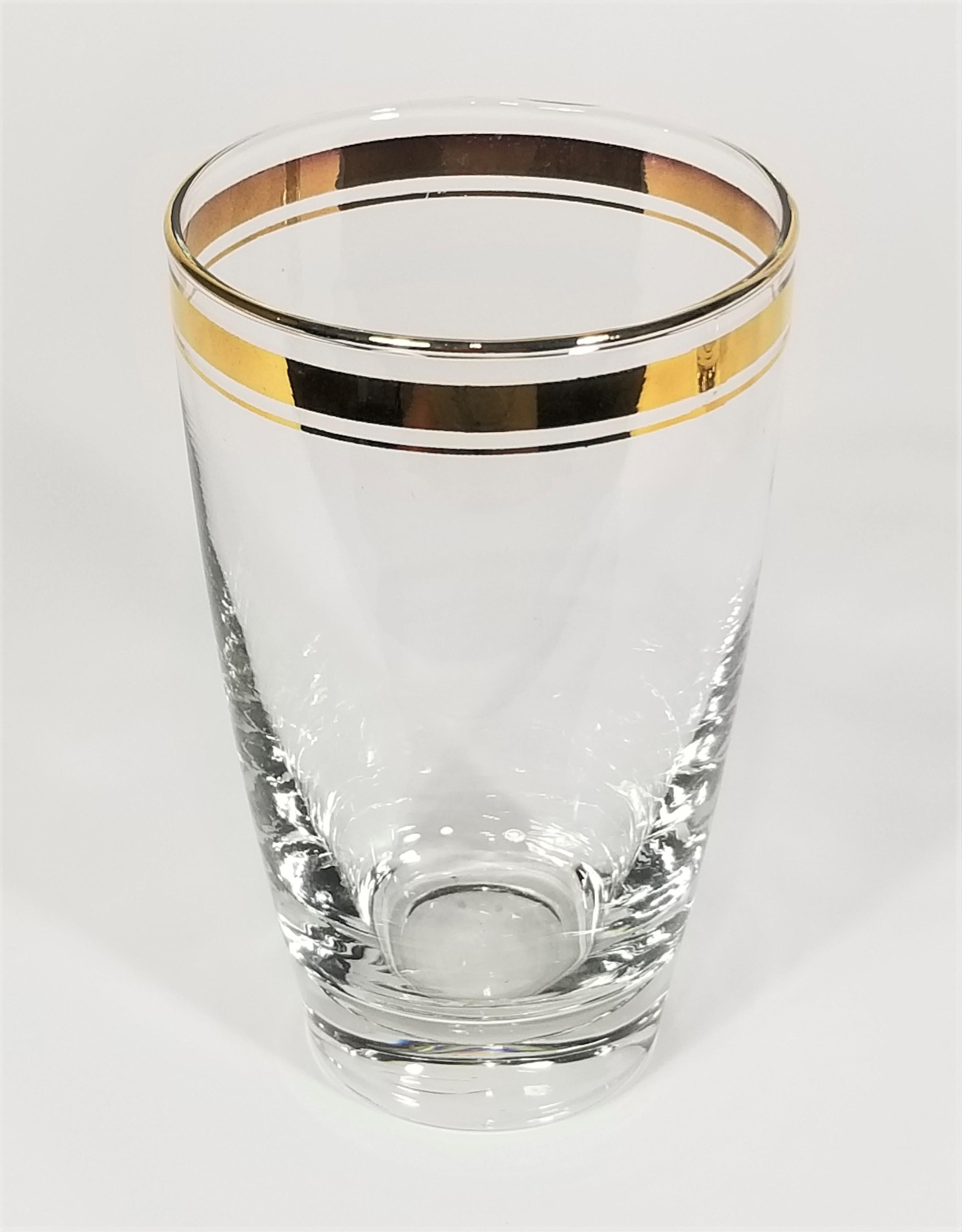 Libbey Mid-century Gold Rimmed Glassware Barware Set of 6 In Excellent Condition For Sale In New York, NY