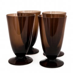 Libbey Tawny Smoke Brown Goblets Set of Four, 1970s Mid-Century