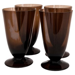 Libbey Tawny Smoke Brown Goblets Set of Four, 1970s Mid-Century