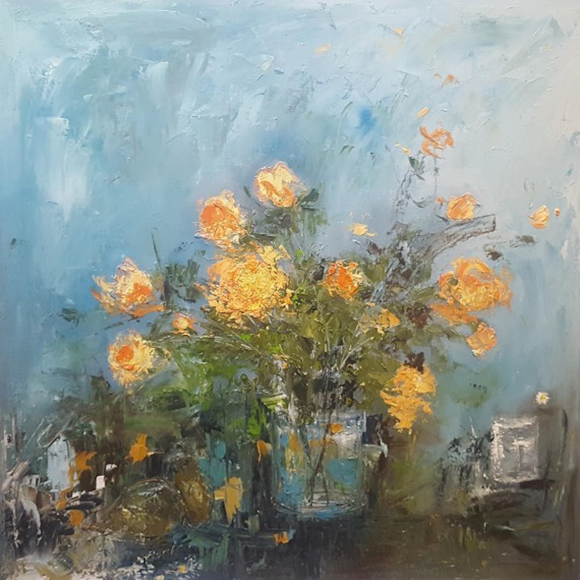 Libbi Gooch Landscape Painting - Best in Show-Daisy, Impressionist Style Still Life Floral Painting, Flower Art