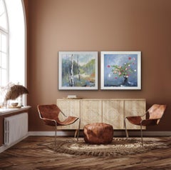 Black Jar and Roses and Woodland Opening Diptychon, schwarzes Glas