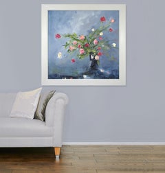 Black Jar and Roses, Libbi Gooch, Semi-Abstract Painting, Contemporary Artwork