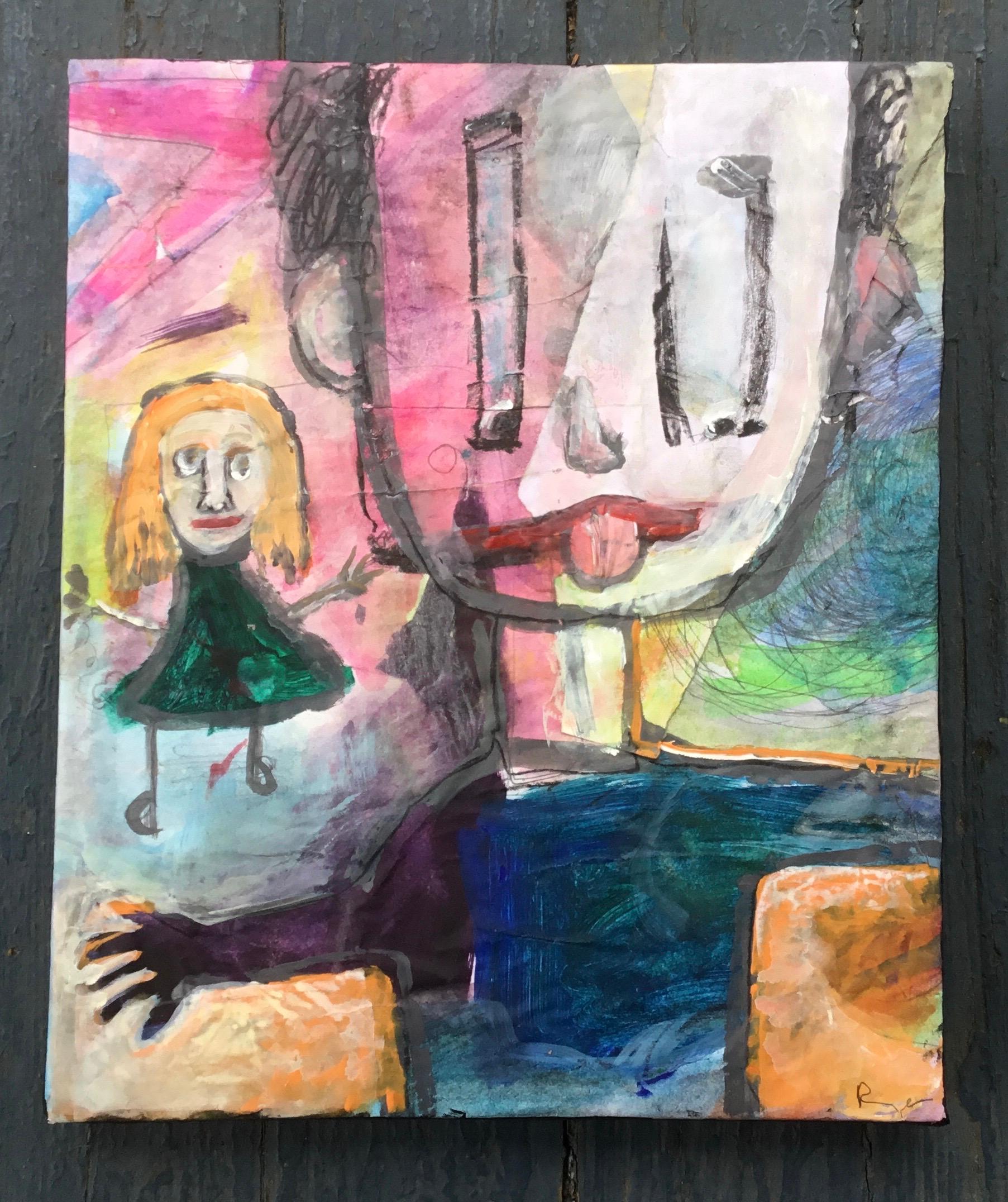 Love on the Playground, Originalgemäldevvv (Art brut), Mixed Media Art, von Libby Ramage