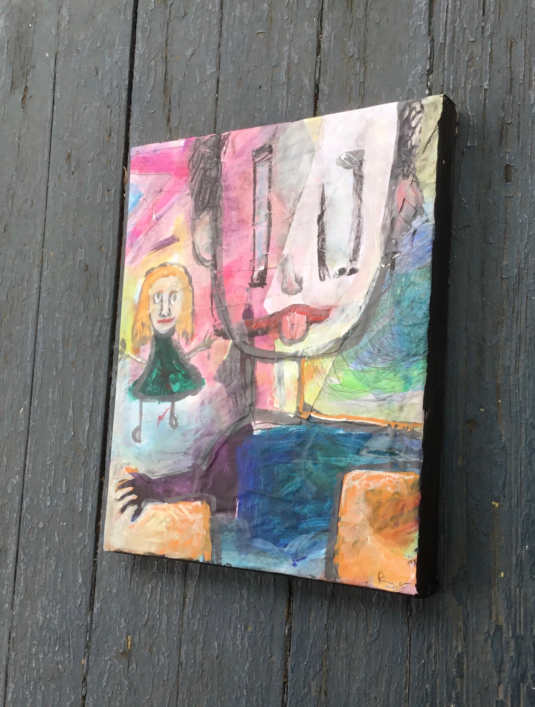 <p>Artist Comments<br>Derived from a section of repurposed childrenâ€™s art, the piece embodies memories of playful antics on the playground. It boasts a naive style of imagery, lending authenticity to its concept. Artist Libby Ramage uses pencil,