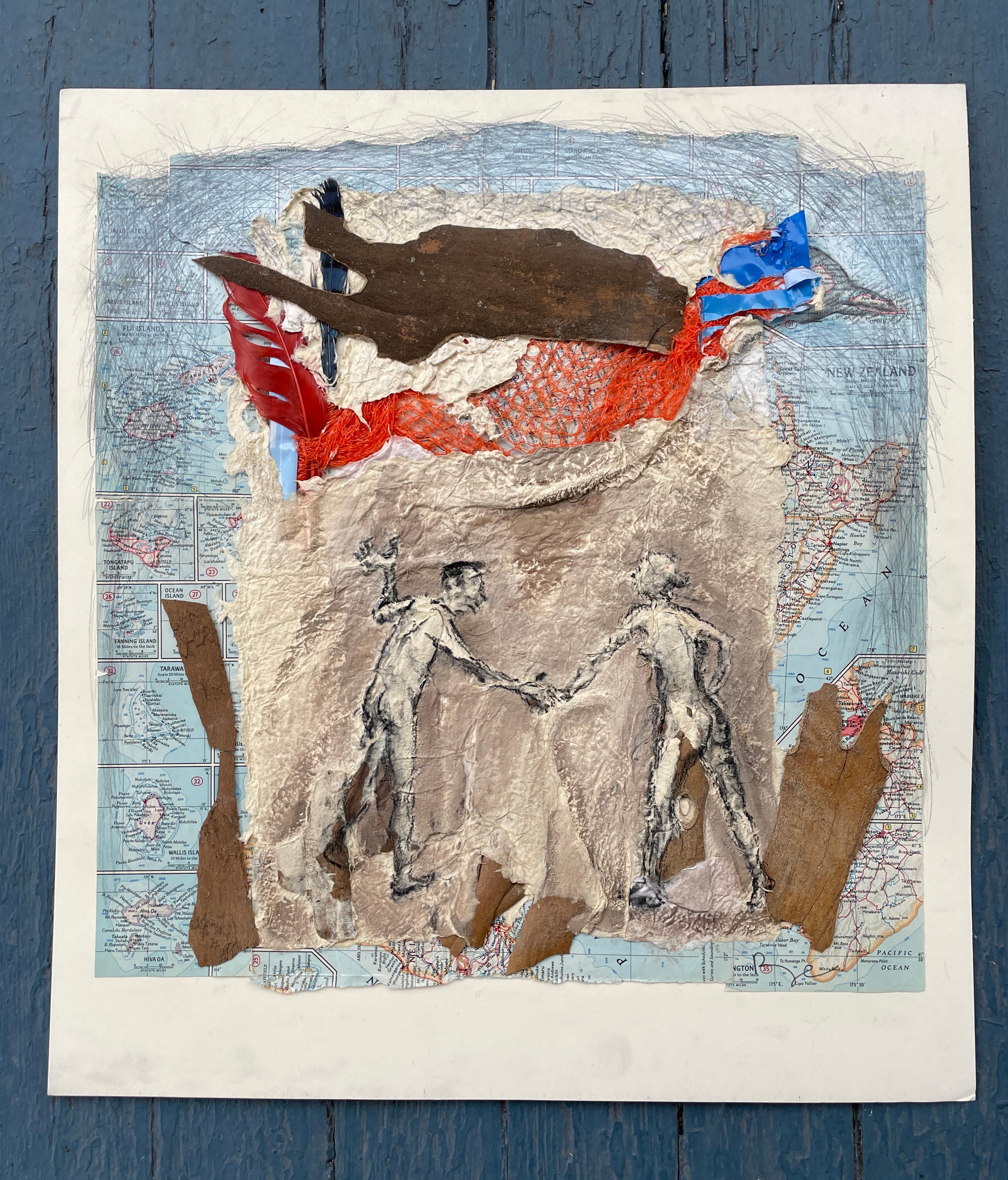The Older Couple, Originalgemälde (Art brut), Mixed Media Art, von Libby Ramage
