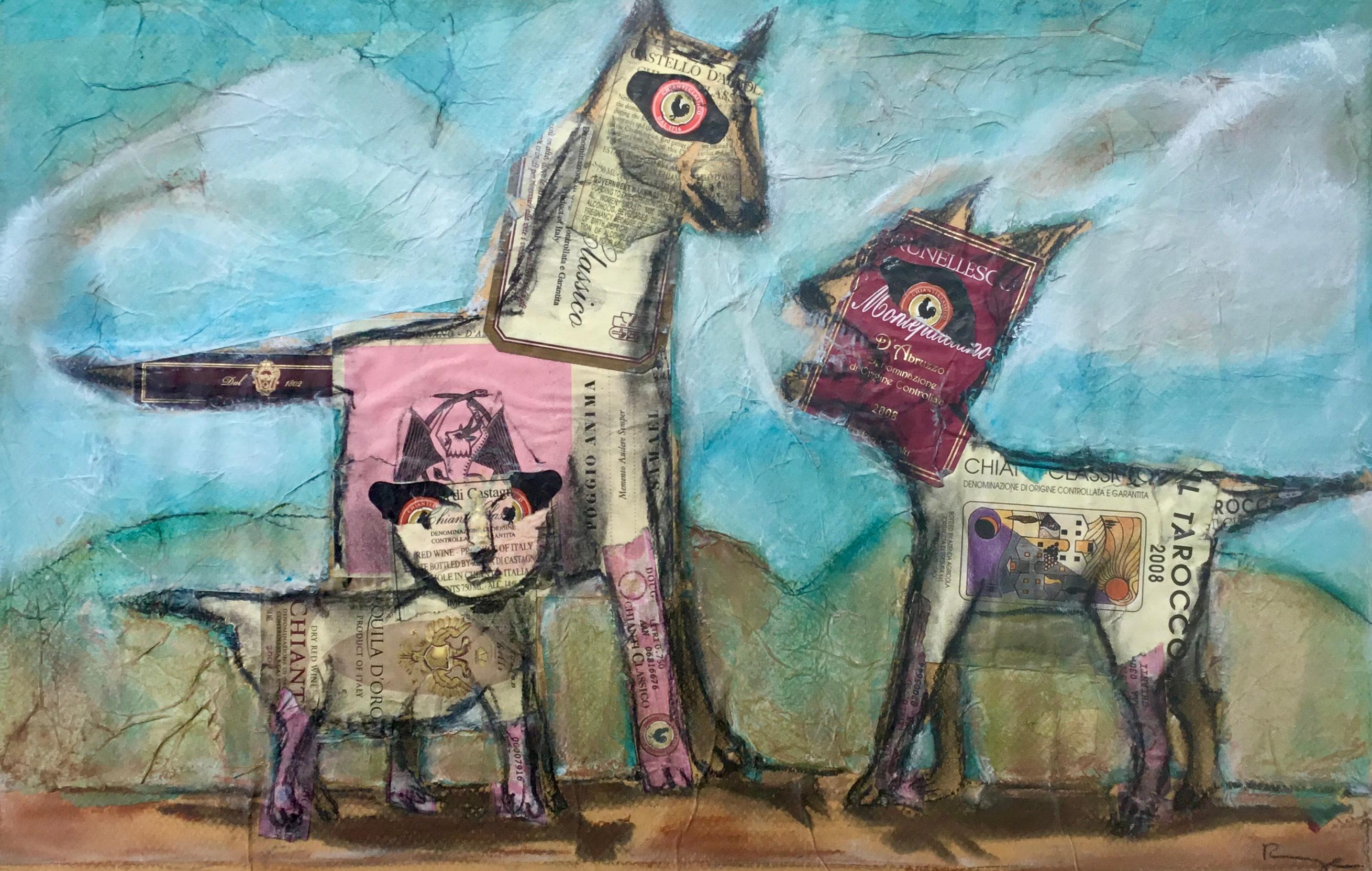 Tre Cani, Original Painting - Mixed Media Art by Libby Ramage