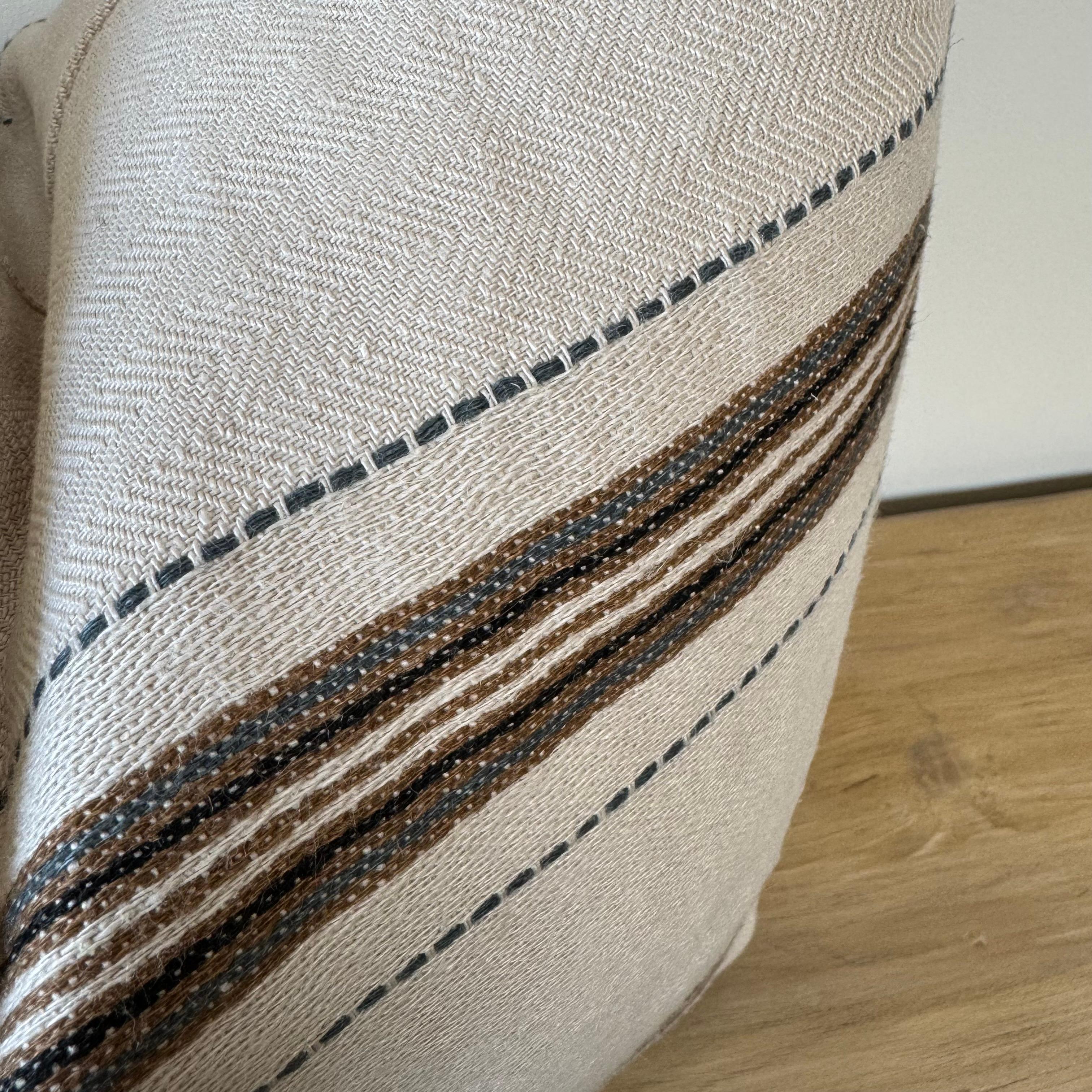 Libeco Home Tinos 100% Linen Stripe Pillow with down insert In New Condition For Sale In Brea, CA