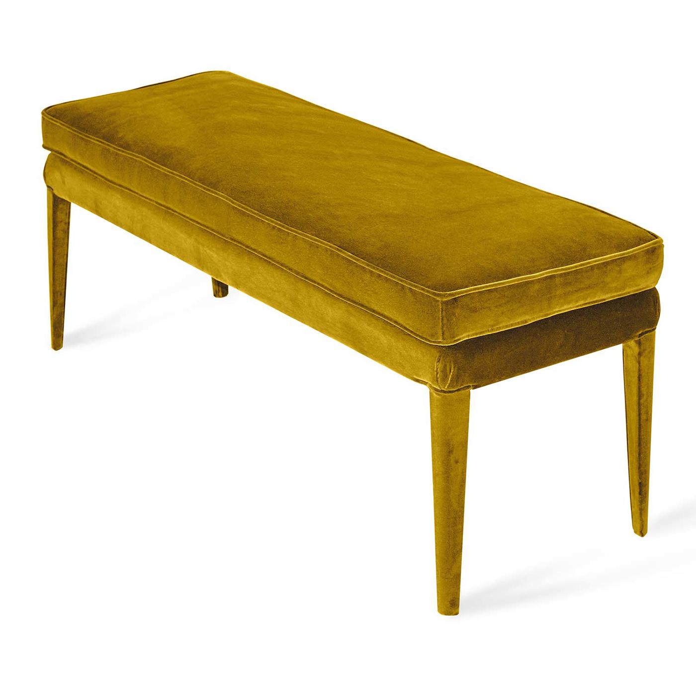 yellow velvet bench