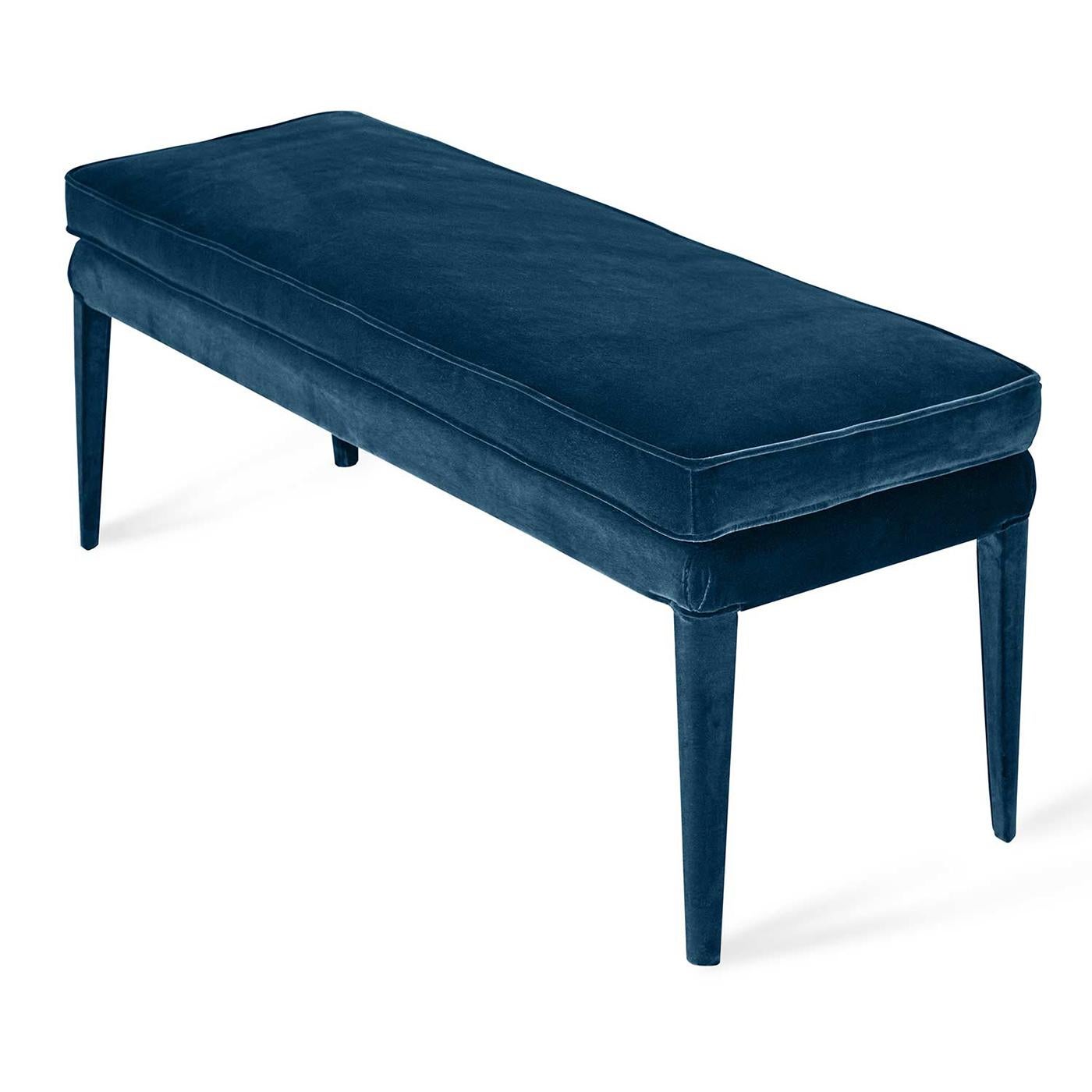 Modern Libellula Eco Midnight Blue Velvet Bench For Sale