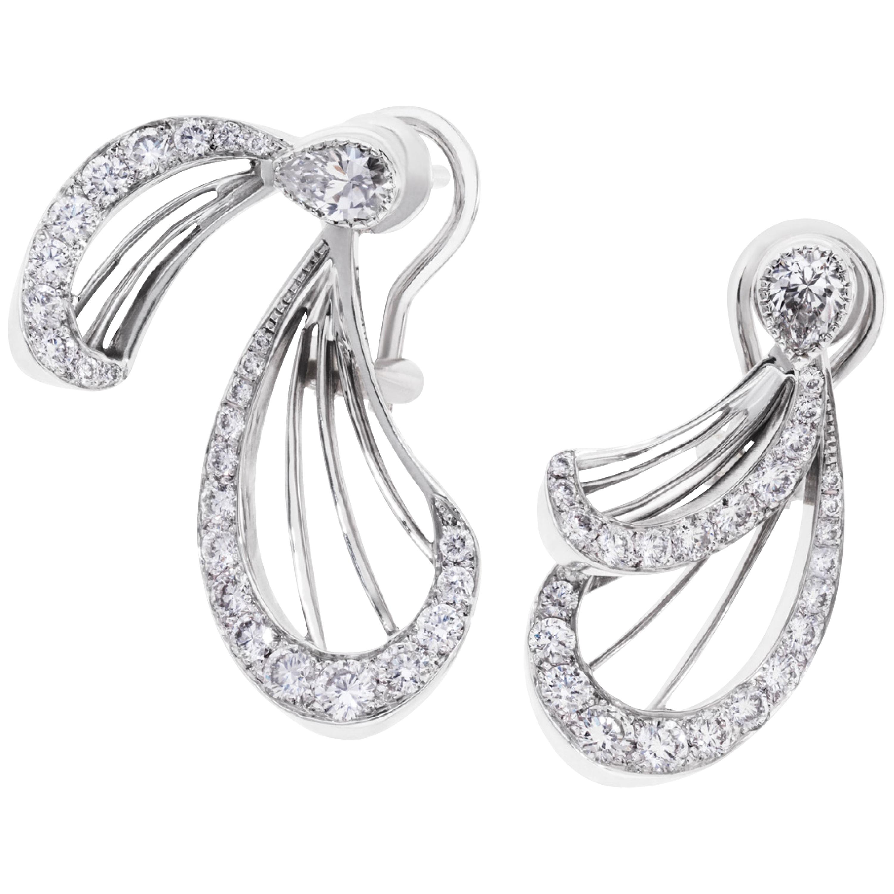 Libellule Diamond Earrings White Gold For Sale