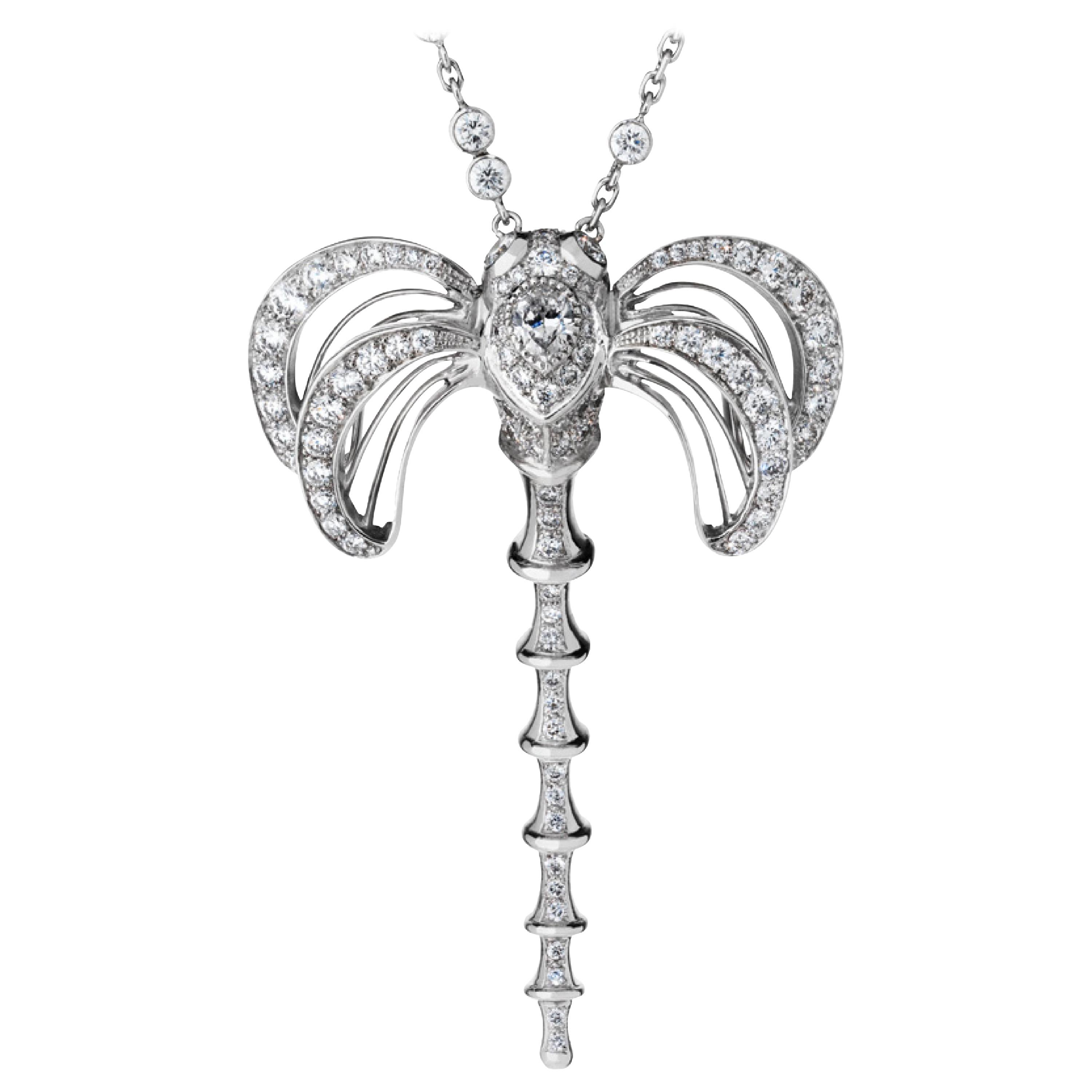 Libellule Diamond Pendant White Gold For Sale