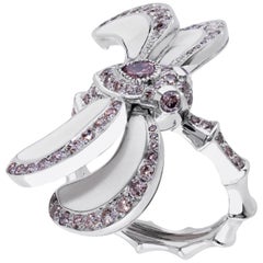 Libellule Ring Champagne Rose and White Gold
