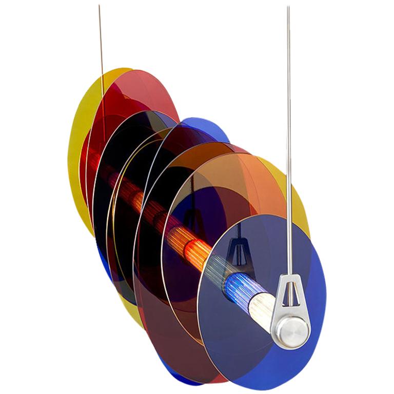 Libellule, StudioManda, Pendant Light, Colored Stained Glass, Led, Lebanon, 2019 For Sale