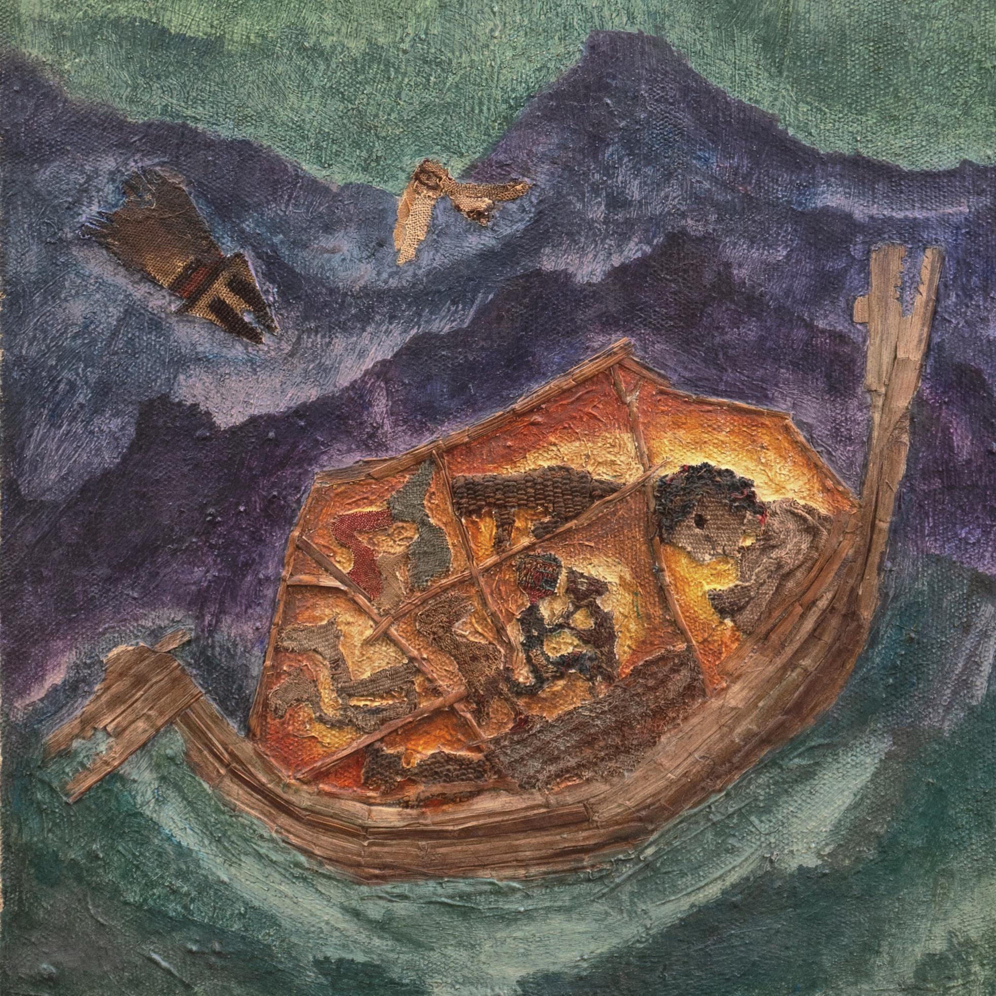 'Noah's Ark', Argentine Outsider artist, Buenos Aires Modern of Modern Art, Peru - Gray Landscape Painting by Liber Fridman
