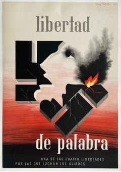LIBERTAD DE PALABRA "FREEDOM OF SPEECH" Original Vintage Spanish WWII Poster
