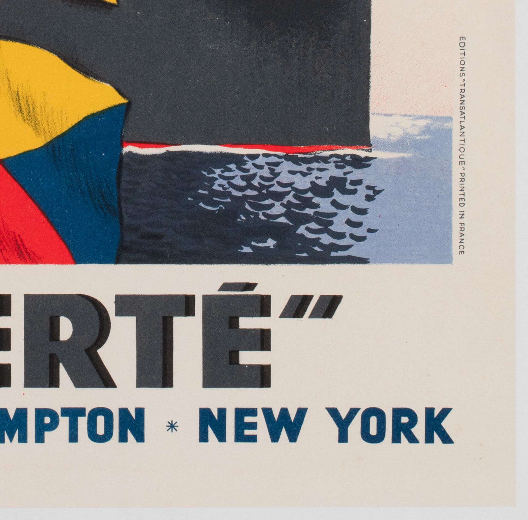 Liberte 1950 Cie Gle Transatlantique French Line Travel Poster, Edouard Collin For Sale 3