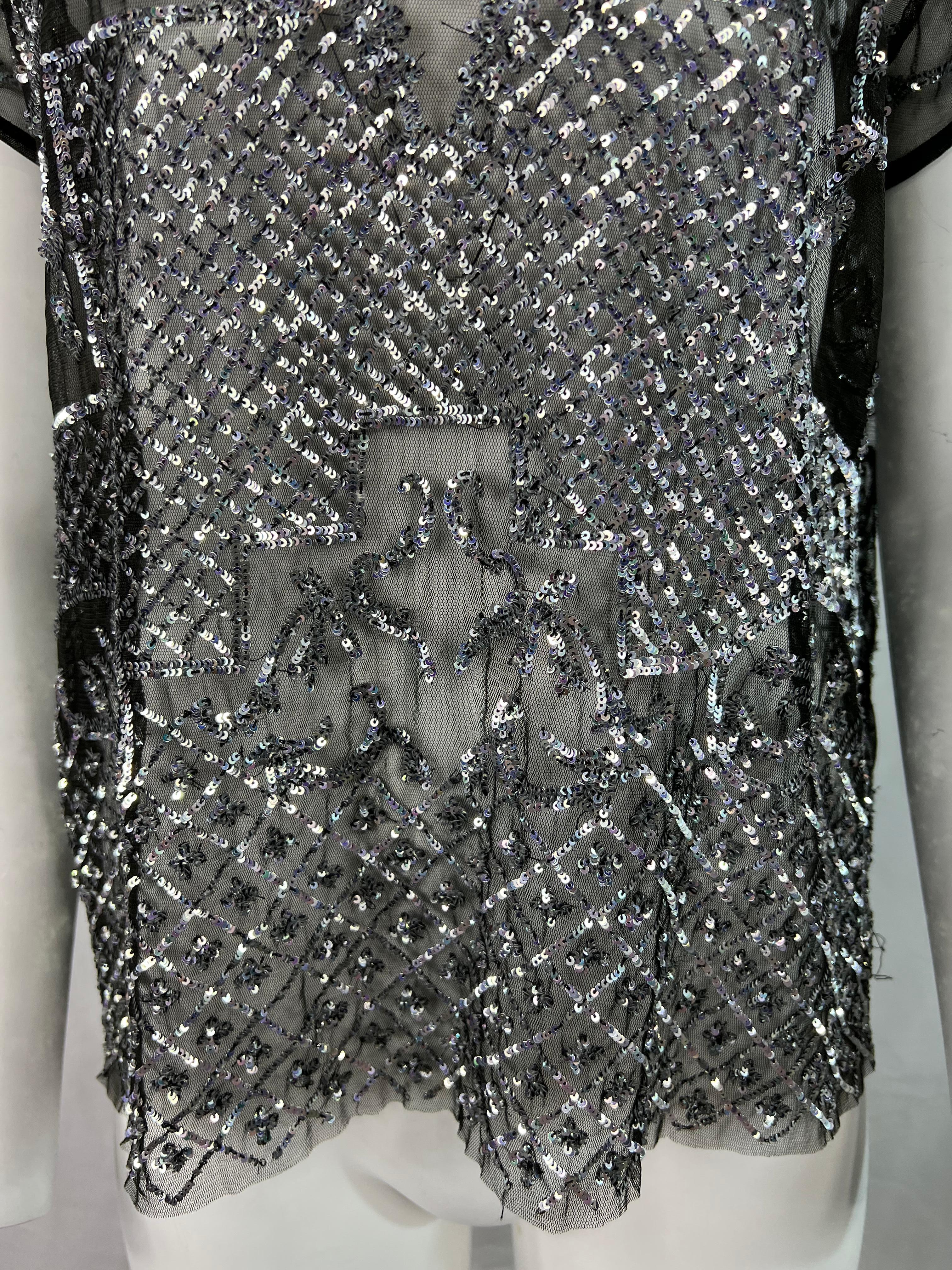 black and silver sequin top