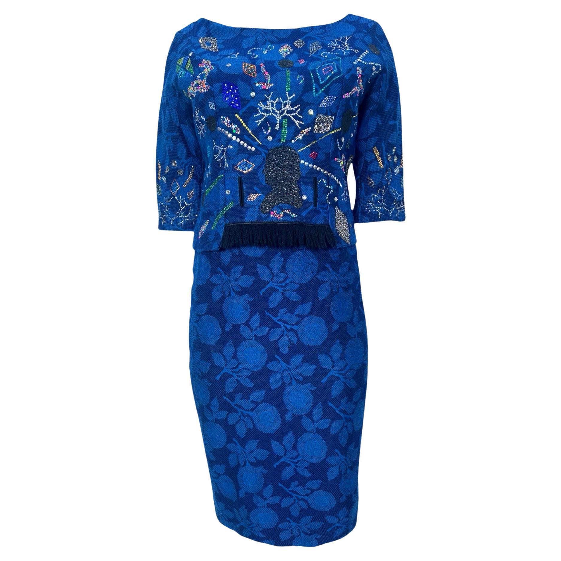 Libertine F/W 2013 Blue Jacquard Embellished Cocktail Dress